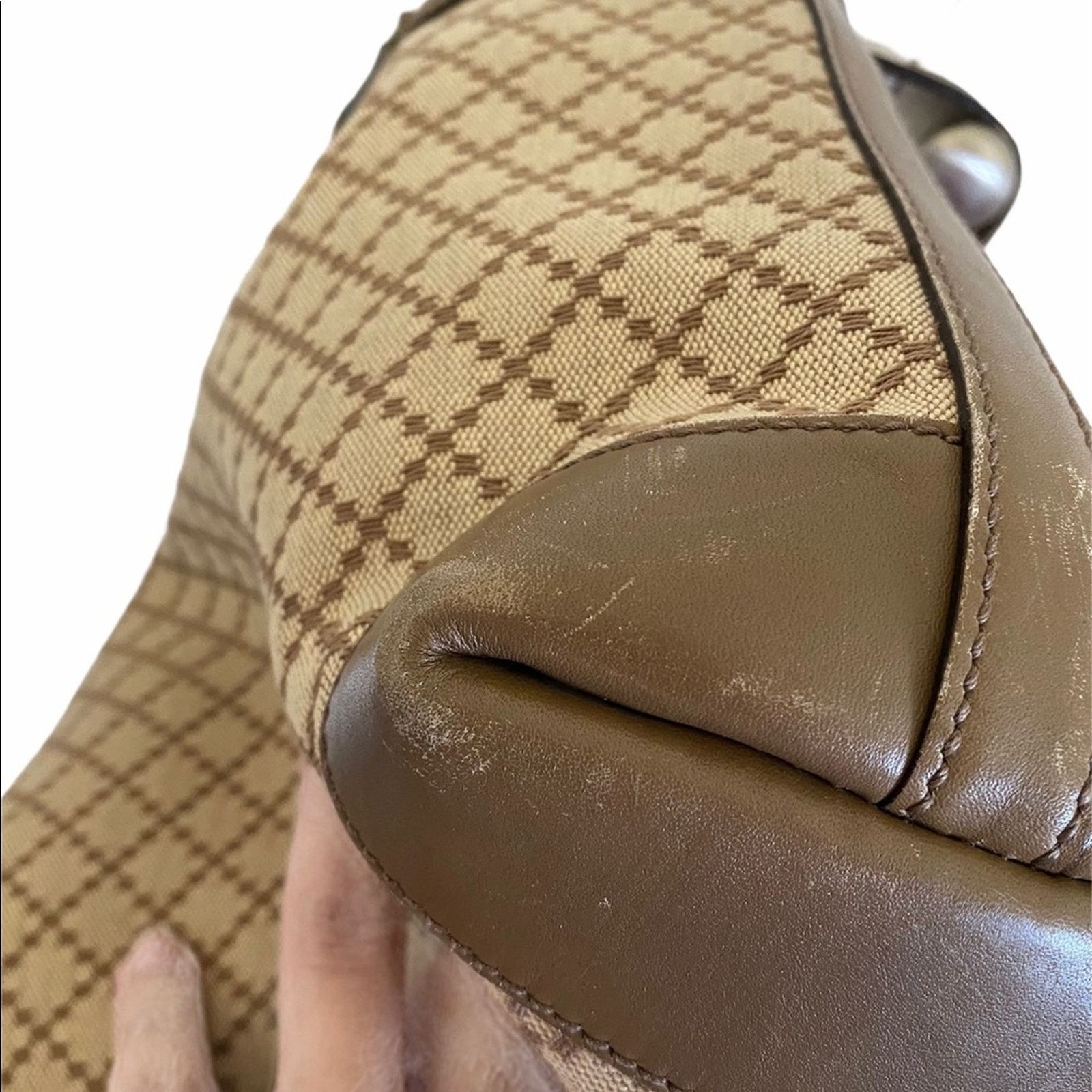 Gucci Gucci Diamanté Brown Canvas Leather Mini Tote & Pouch Size ONE SIZE - 9 Thumbnail