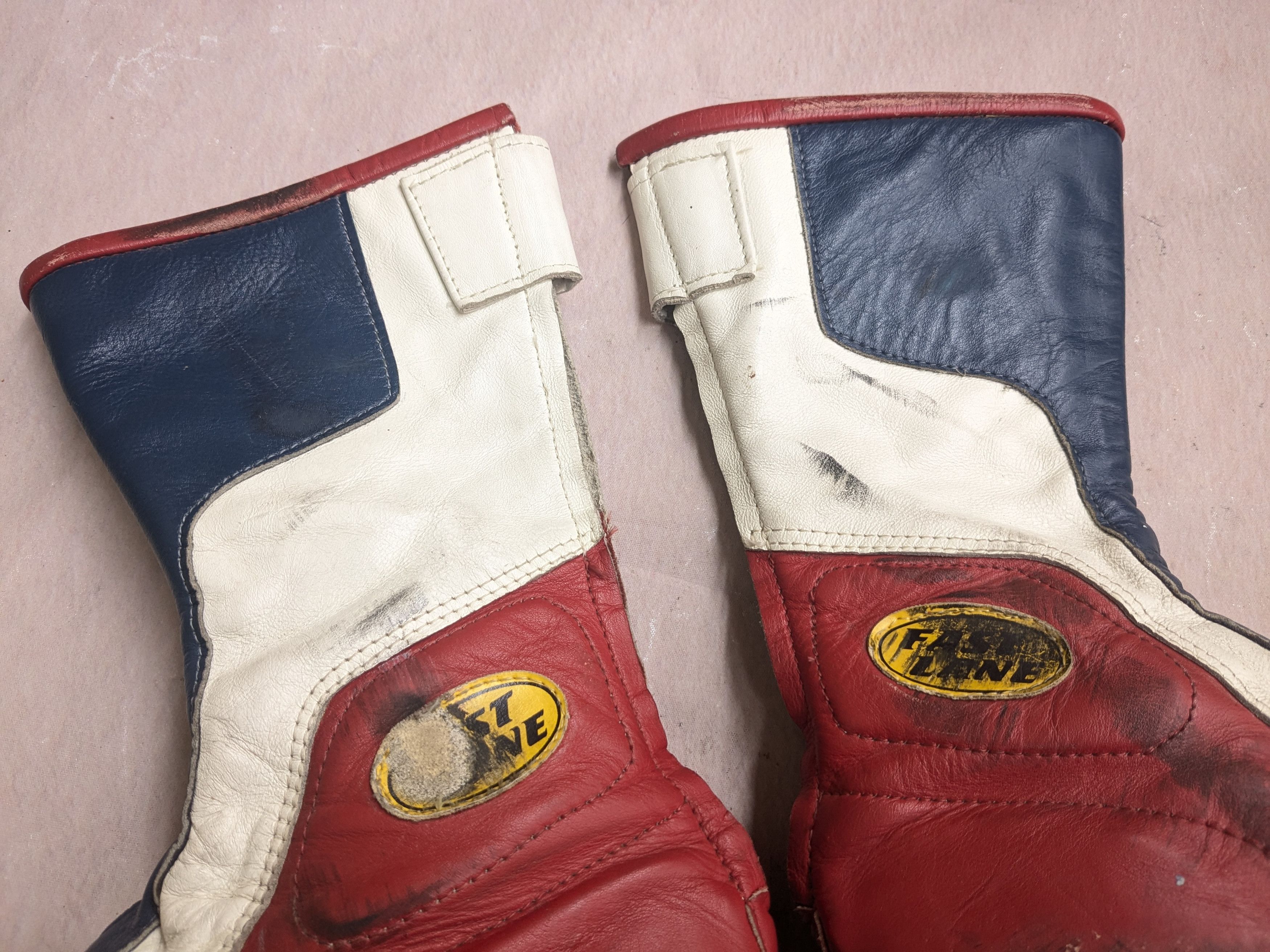 Genuine Leather Vintage Motorcycle Biker Boots Red Blue White 8.5 Leather Size US 8.5 / EU 41-42 - 6 Thumbnail
