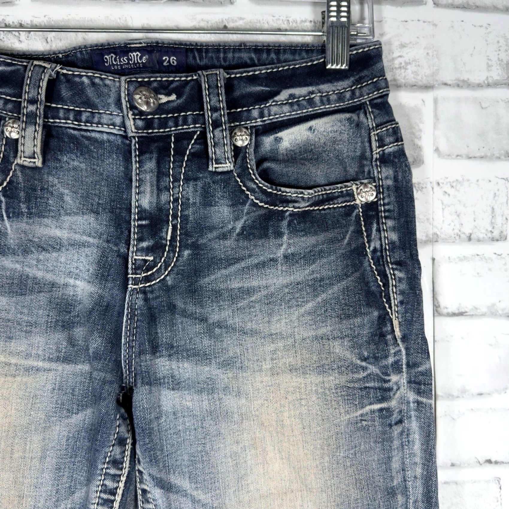 Miss Me Miss Me Chloe Boot Jeans Womens 26 Bootcut Blue Cotton Blend 34Inseam Size 26 Regular Mens Girls? Size 26" / US 2 / IT 38 - 2 Thumbnail