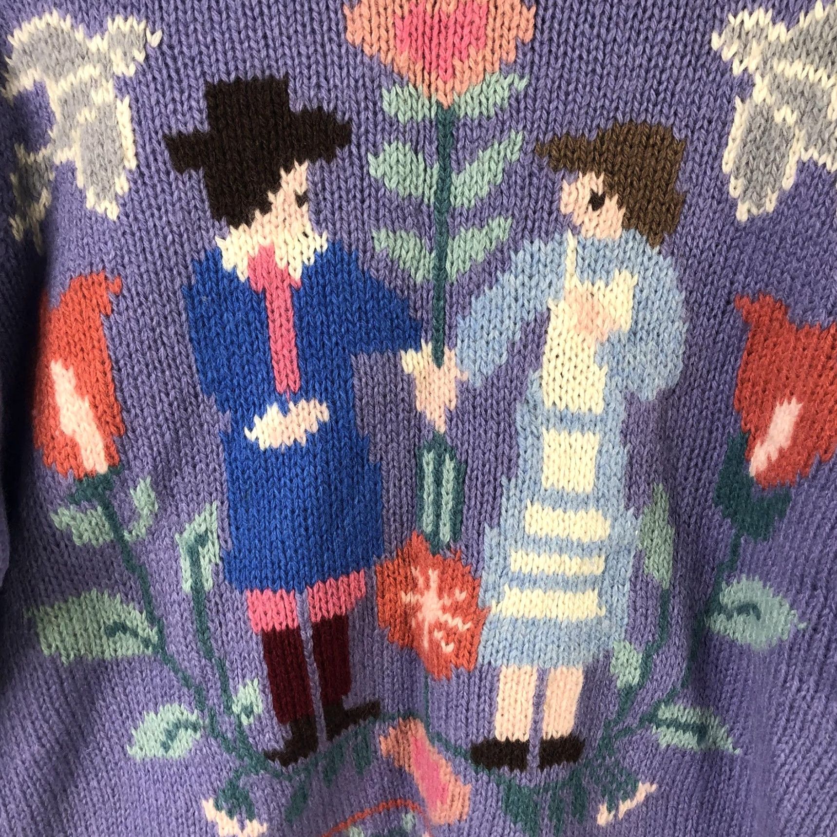 Folk VINTAGE Deans Of Scotland Sweater Women L Wool Folk Art Couple Graphic Knit Love Country Size L / US 10 / IT 46 - 2 Thumbnail