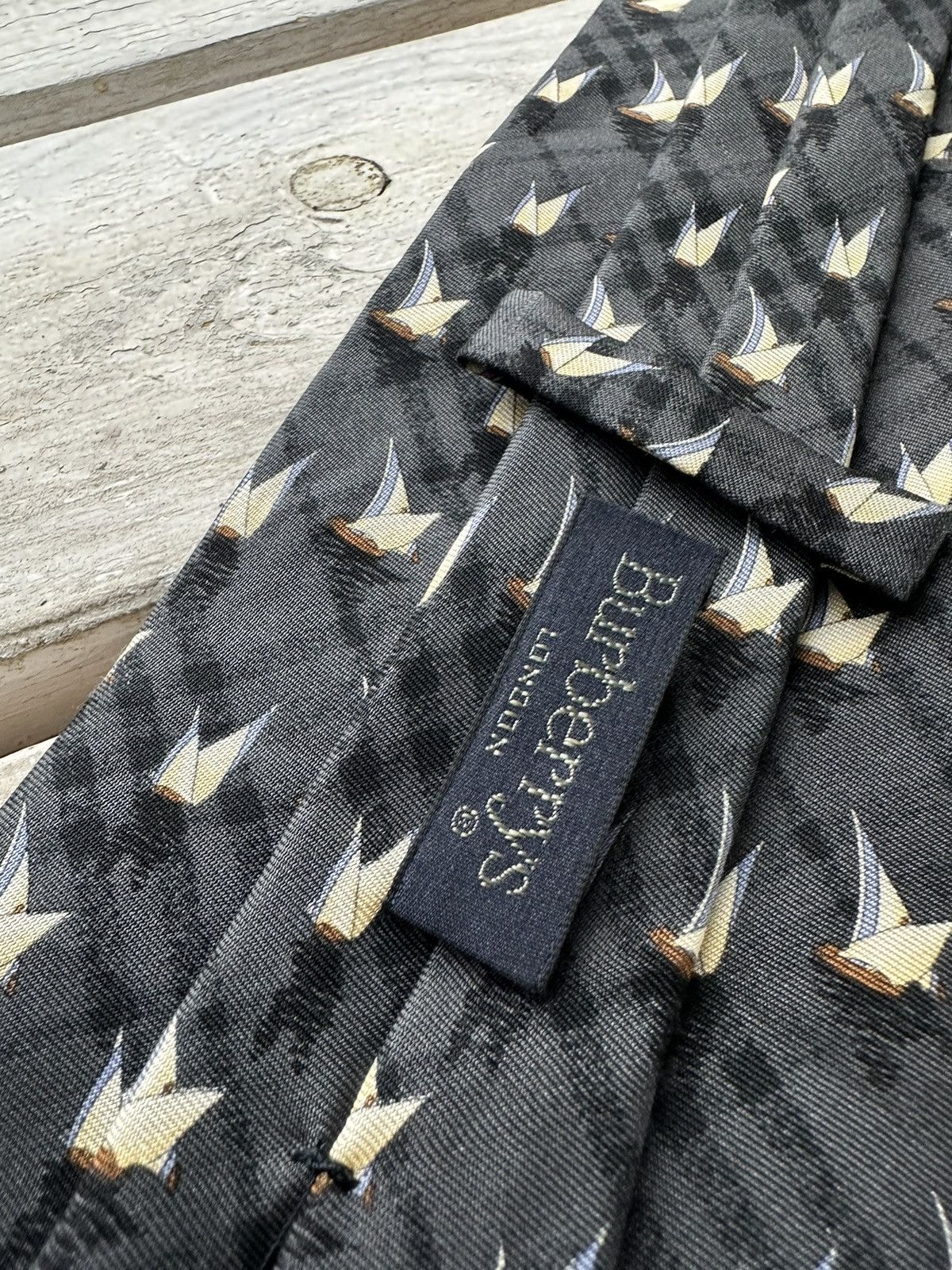 Burberry × Vintage 🚨Vintage 90s Burberrys Embroidered ship LOGO tie monogram Size ONE SIZE - 3 Thumbnail