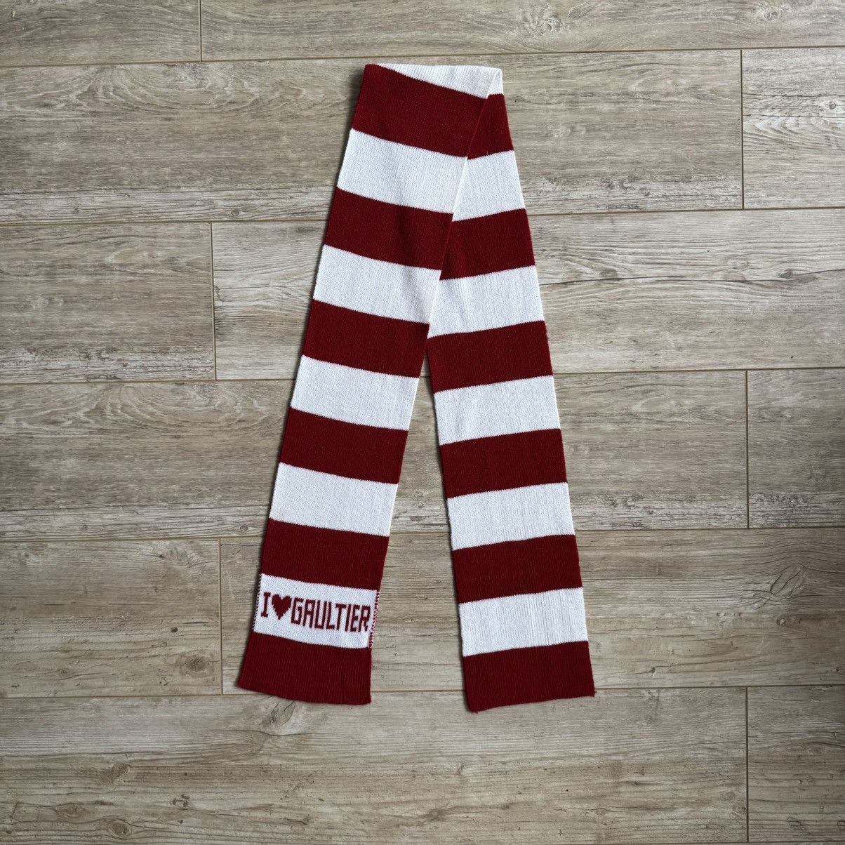 Jean Paul Gaultier Jean Paul Gaultier “I Love Gaultier” Red White Stripe Scarf Size ONE SIZE - 3 Thumbnail