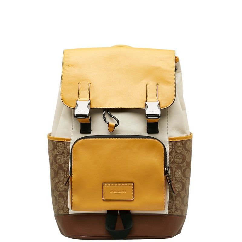image of Coach Track Backpack In Signature Canvas in Yellow, Women's