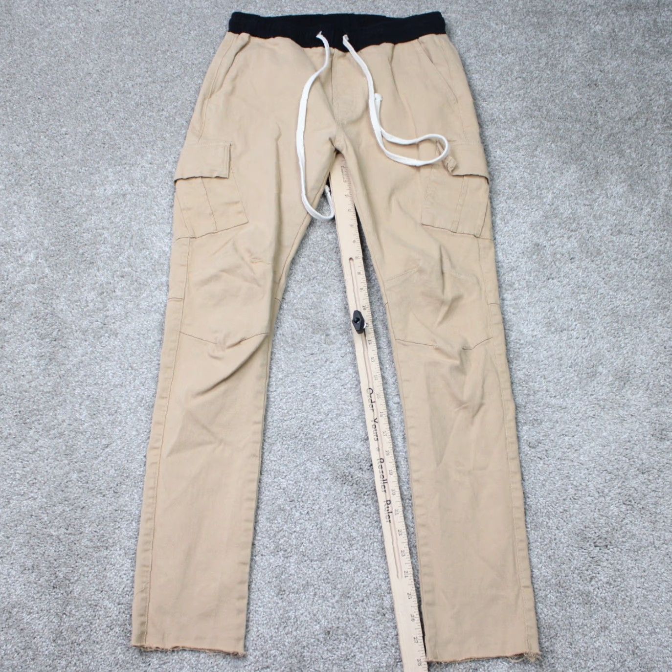 MNML MNML Jogger Pants Mens Medium Beige Drawstring Cotton Stretch Straight Leg Size US 31 - 3 Thumbnail