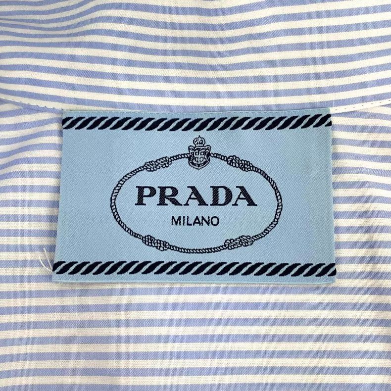 Prada Prada Blue and white striped logo triangle long-sleeved sh Size XXS / US 00 / IT 34 - 7 Thumbnail