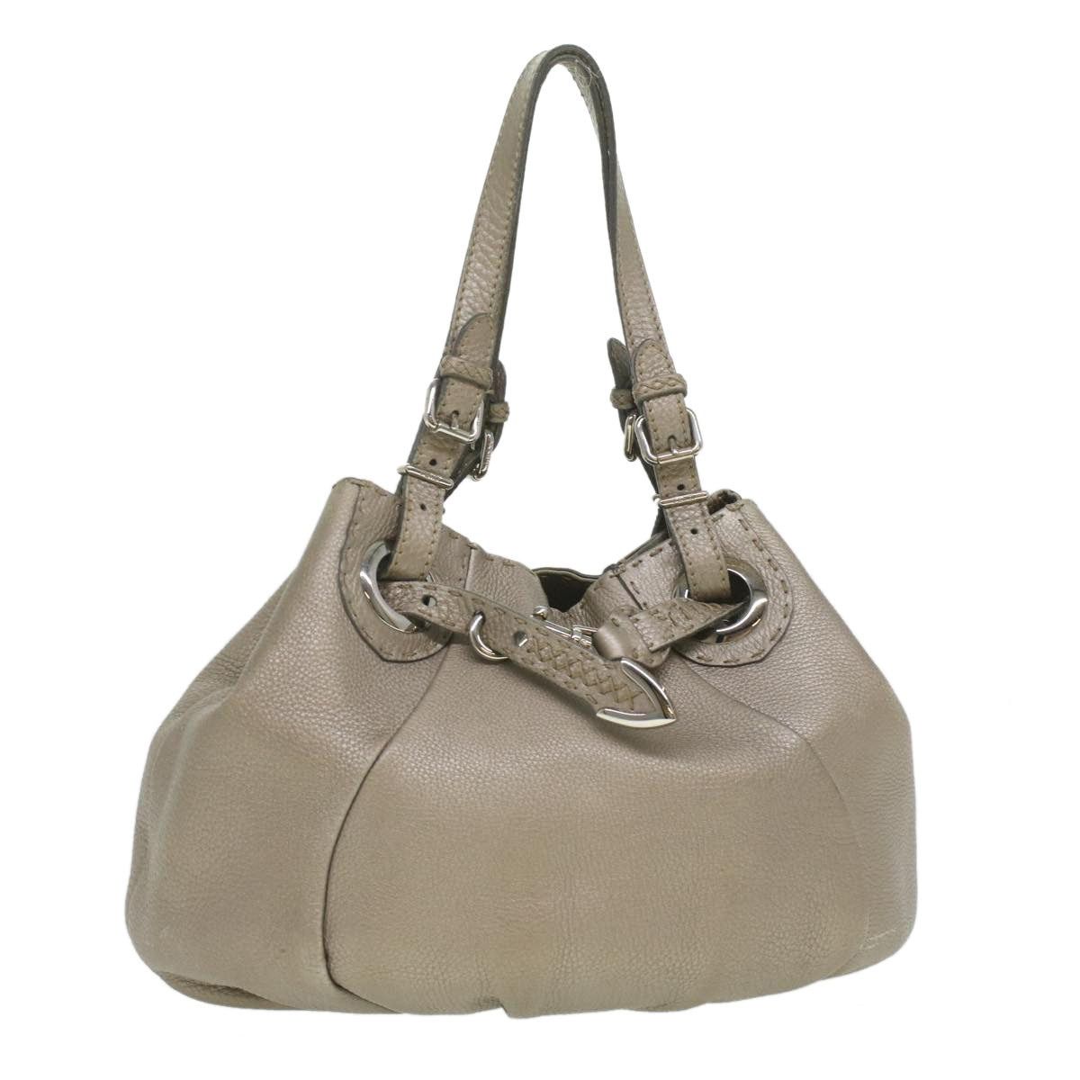 Fendi Celeria Tote Bag Leather Silver, Women's