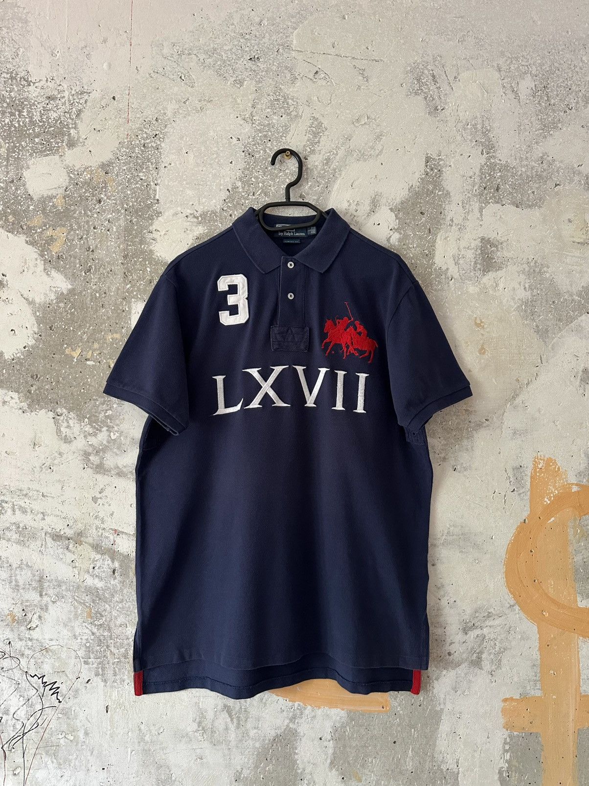 90S Vintage Polo Ralph Lauren Big Logo LXVII Blue T-Shirt