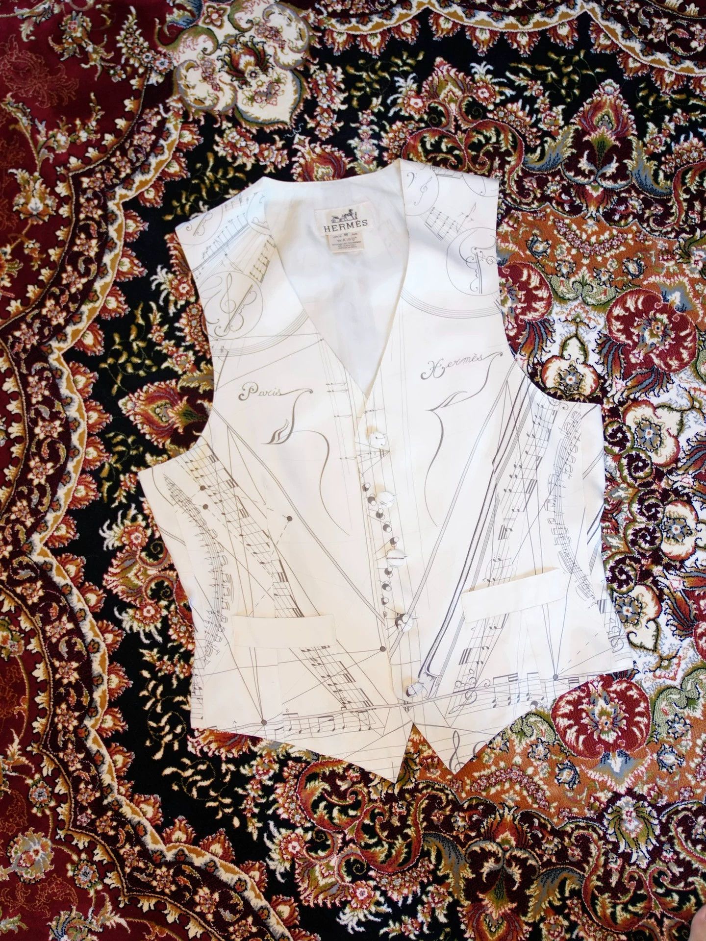 Hermes Hermes Vintage Violin King Silk Print Vest Unisex FR46/XXL Size XL / US 12-14 / IT 48-50 - 2 Thumbnail
