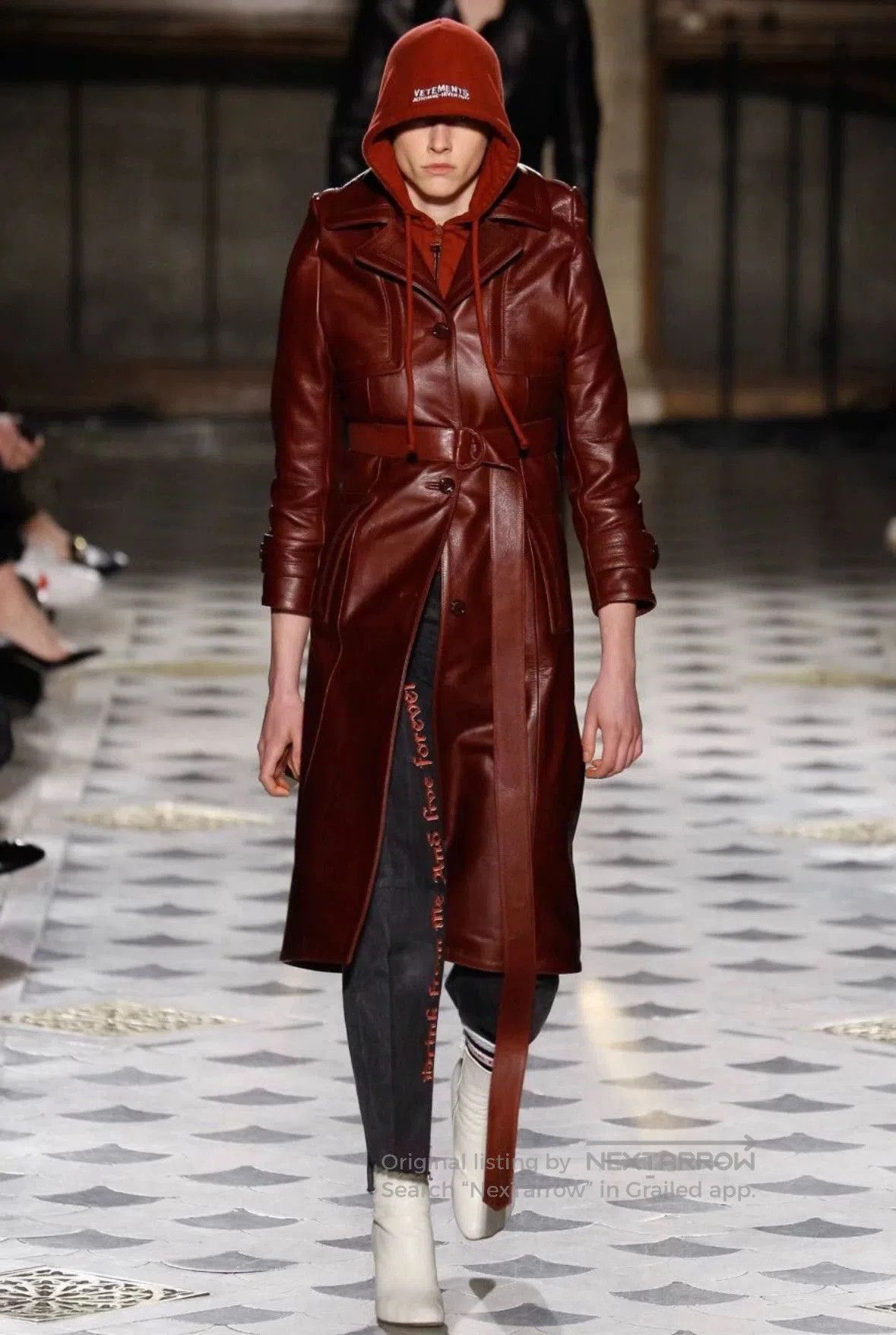 Vetements Red Leather Long Coat - Size S. Size US S / EU 44-46 / 1 - 9 Thumbnail
