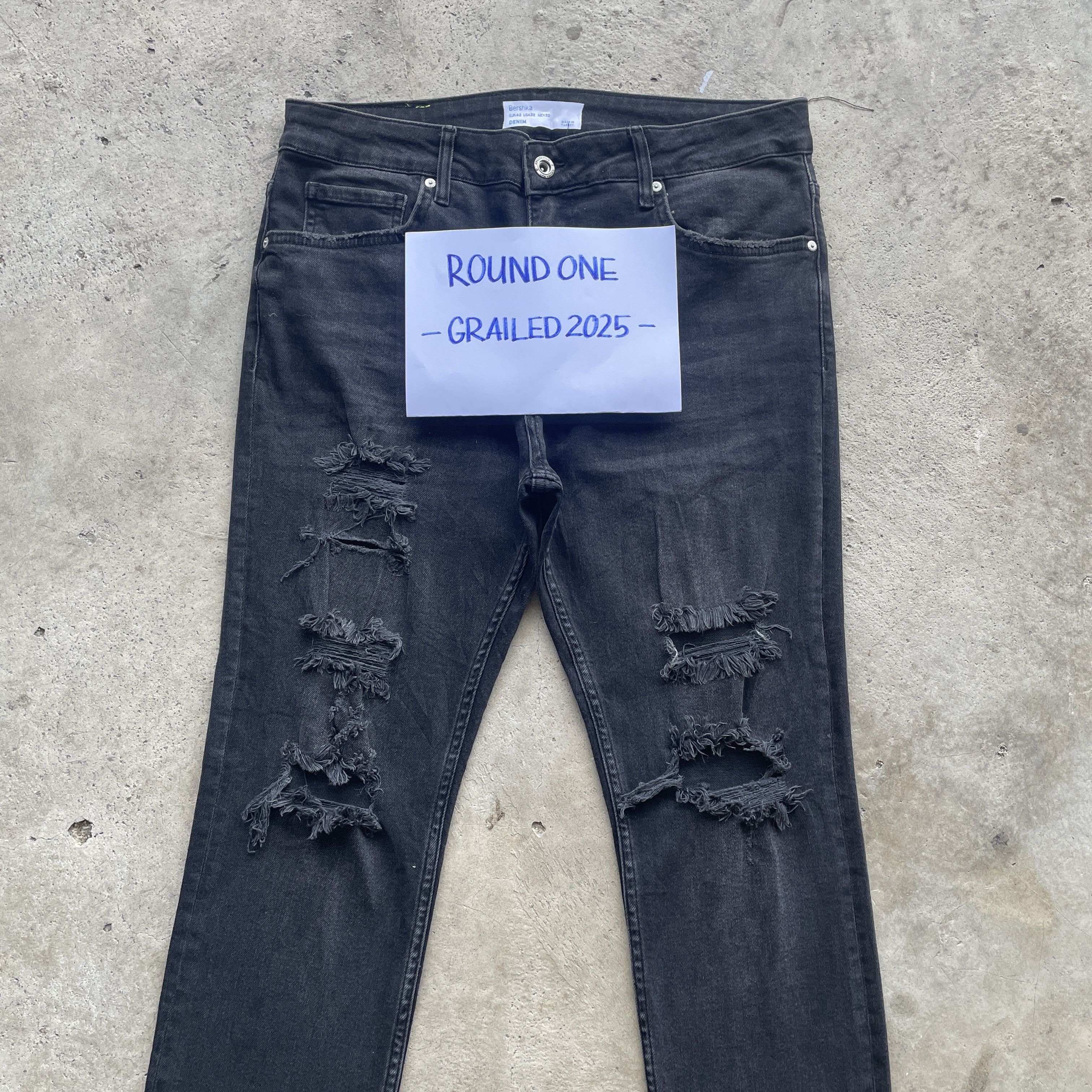 Japanese Brand W32 VINTAGE BERSHKA LIKE AMIRI JEANS BLACK DISTRESSED PANTS Size US 35 - 3 Thumbnail