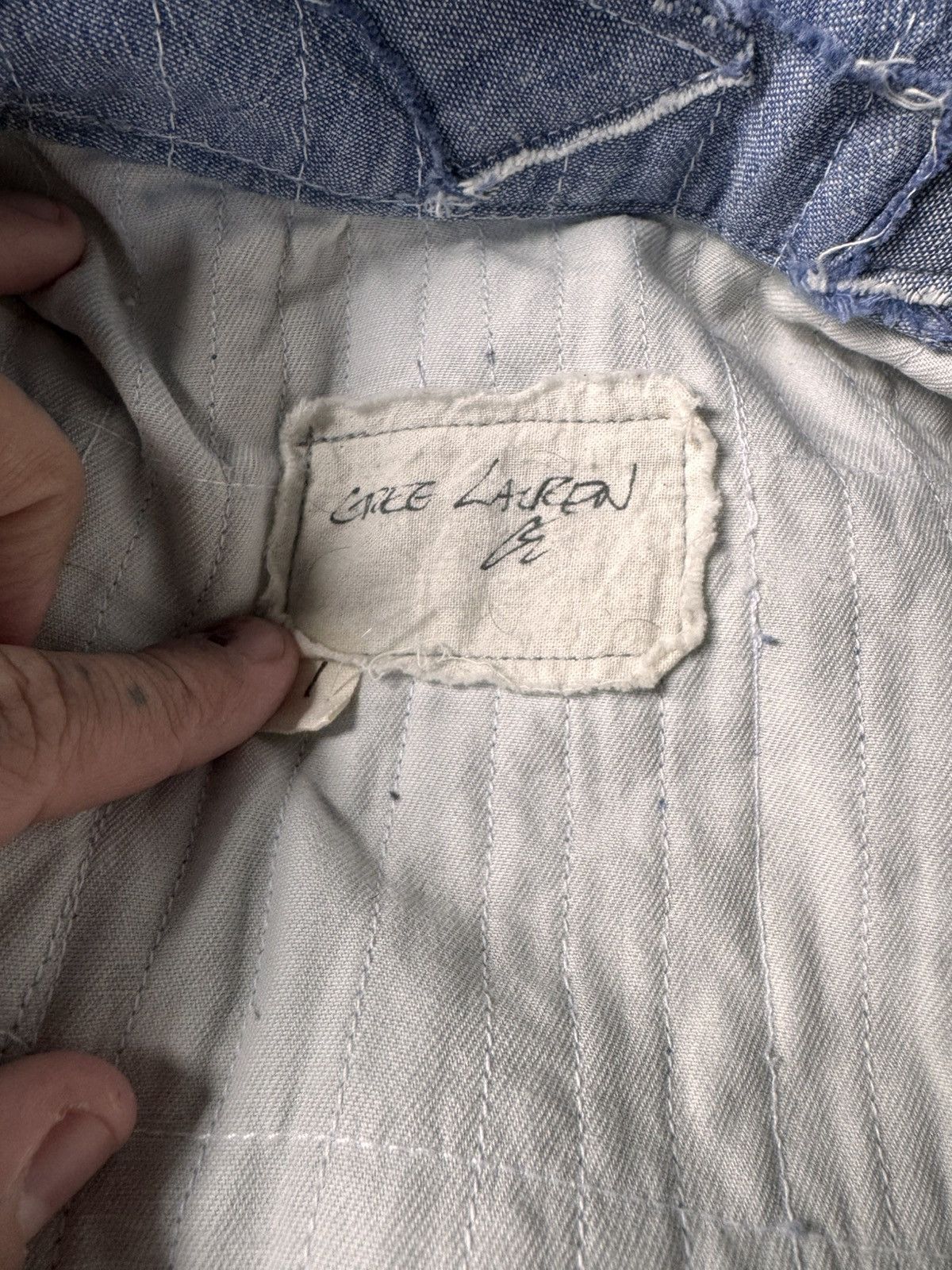 Greg Lauren NET/NW Greg Lauren Chambray Scraps Shawl Collar Boxy Fit Size US S / EU 44-46 / 1 - 8 Thumbnail