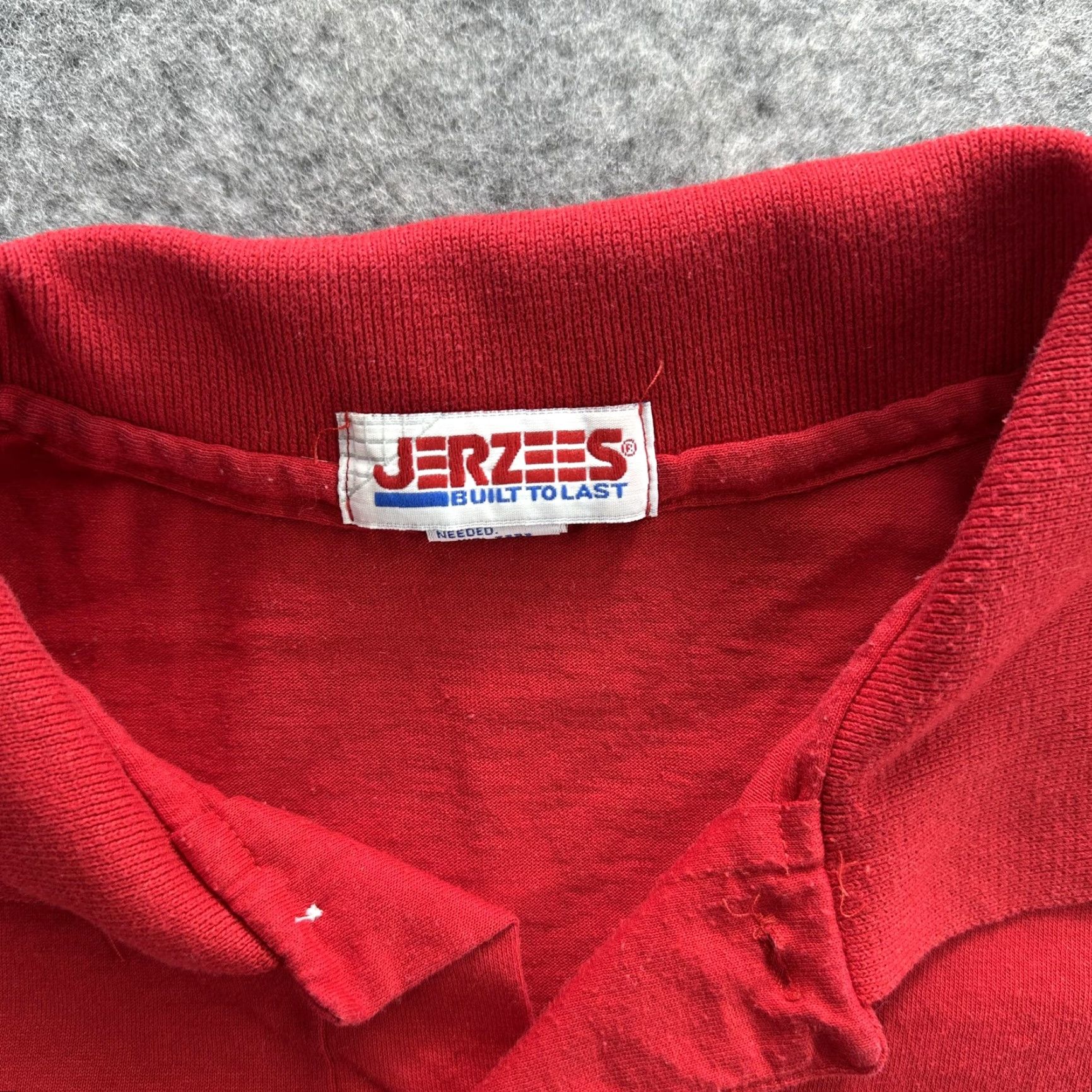 Jerzees VINTAGE Jerzees Polo Shirt Mens XL Pergament Management Pocket Embroidered USA Red Polo Shirt Work Mens XL Red Size US XL / EU 56 / 4 - 5 Thumbnail