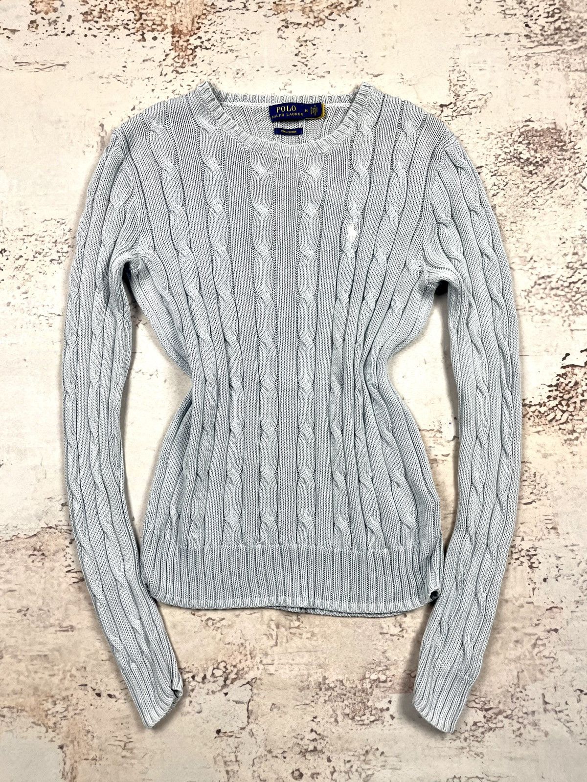 Polo Ralph Lauren Polo Ralph Lauren M Cable Knit Sweater – Gray,Old Money egv Size M / US 6-8 / IT 42-44 - 1 Thumbnail