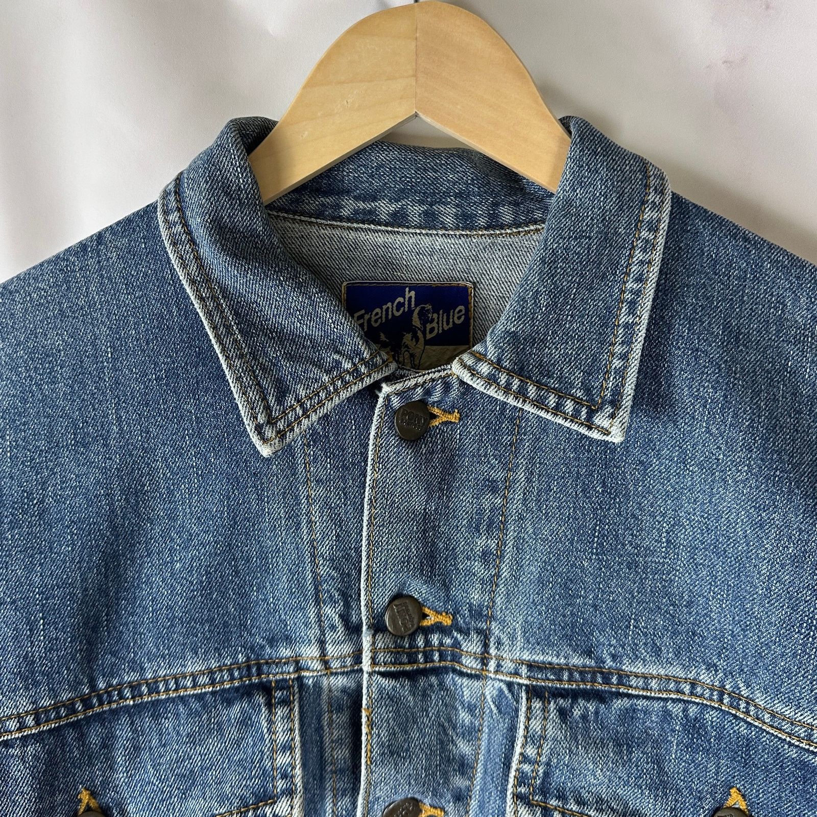 Japanese Brand Pony Express French Blue Cropped Denim Jacket Size S / US 4 / IT 40 - 2 Thumbnail