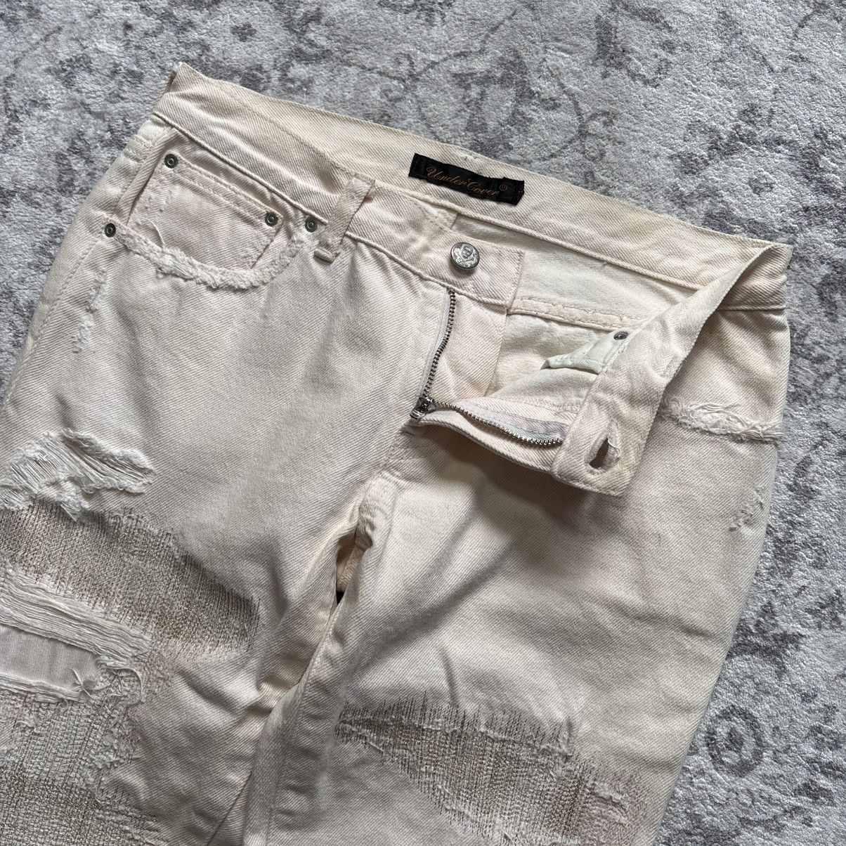 Undercover Undercover SS05 68 Green Yarn Vampire Jeans White | Size 2 Size US 27 - 6 Thumbnail