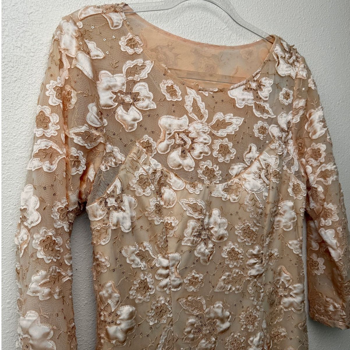 Other NWT Sue Wong Copper Lace Sheer Mesh Dress 3/4 Sleeve 14 Size XL / US 12-14 / IT 48-50 - 8 Thumbnail