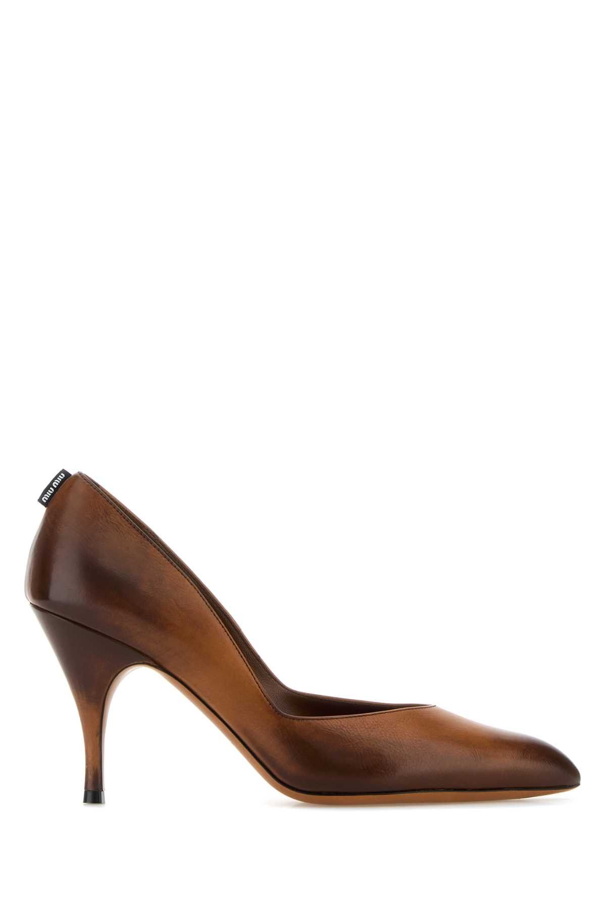 Miu Miu Caramel Leather Pumps Size US 6.5 / IT 36.5 - 1 Thumbnail