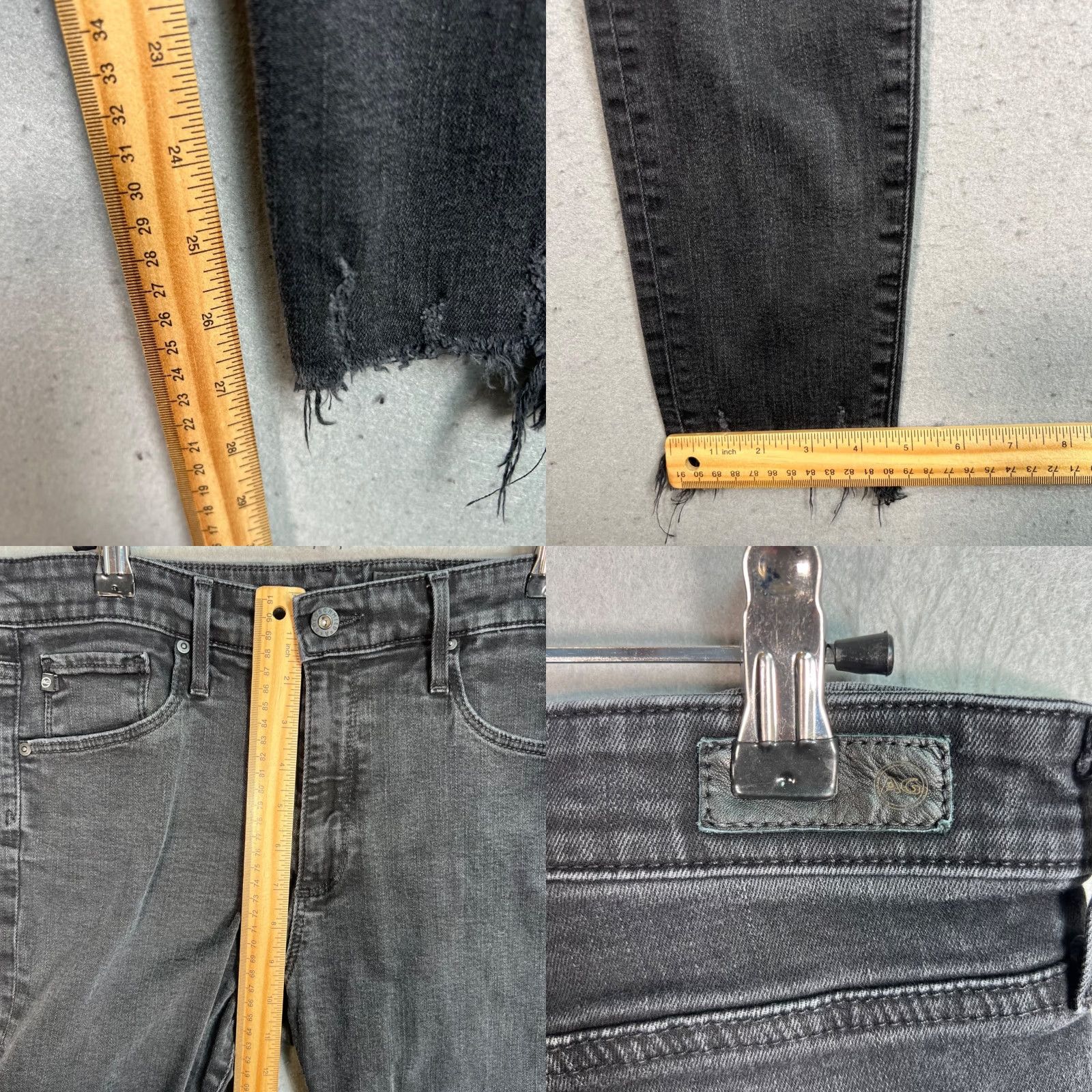 Farah AG Adriano Goldschmied The Farrah Skinny Ankle Jeans High-Rise Raw Hem Black 29R Size 29" - 8 Thumbnail