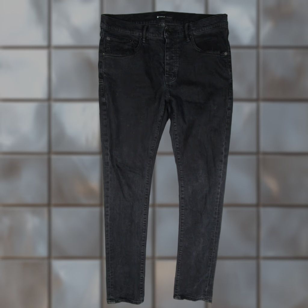 Denime Purple Brand Jeans Mens 34 Black P001 Slim Fit Low Rise Slim Leg Stretch Denim 5-Pocket Design Size US 34 / EU 50 - 1 Thumbnail
