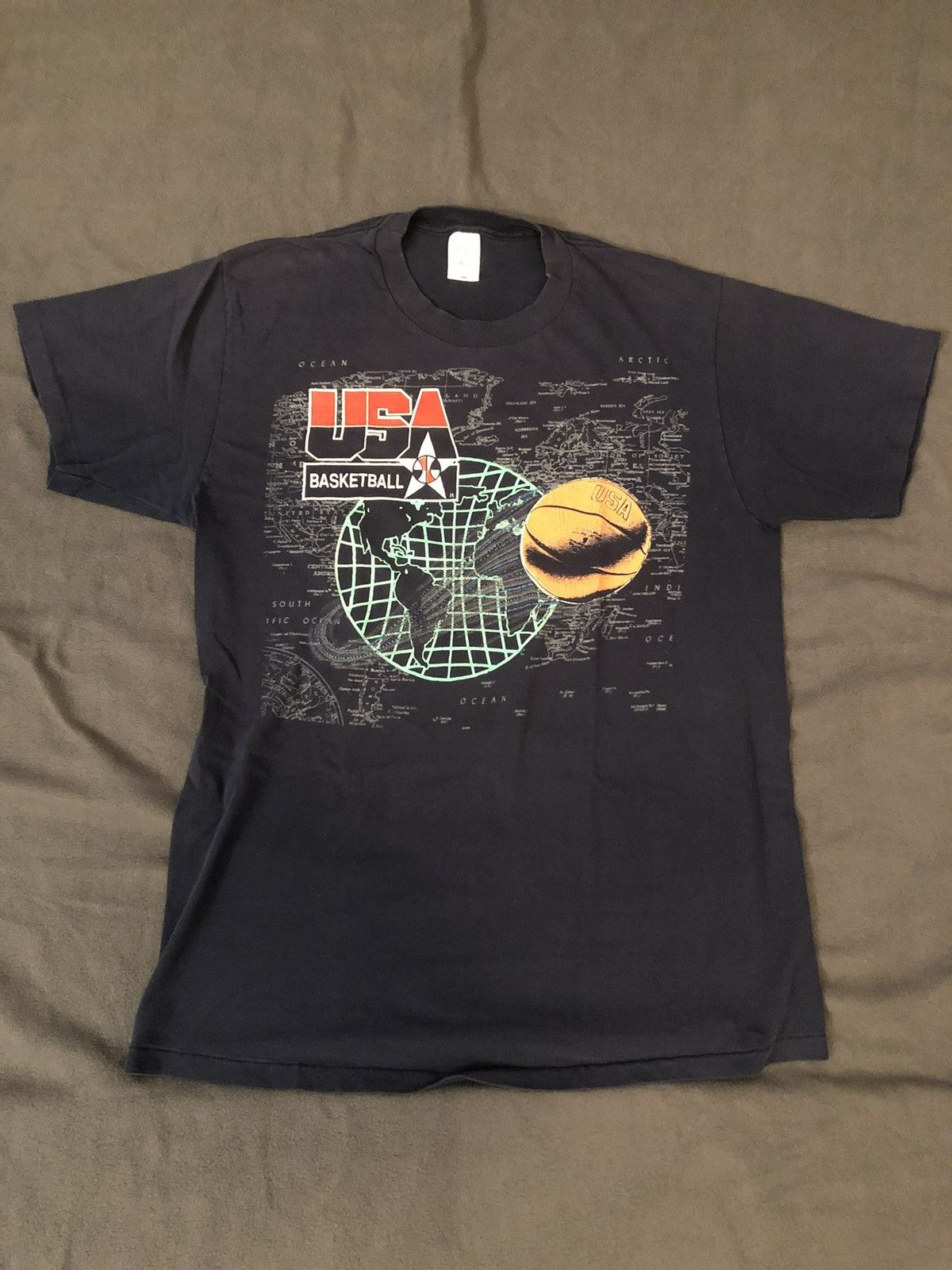 image of Archival Clothing x Vintage 90's Usa Basketball Olympics Dream Team Jordan T in Navy (Size Large)
