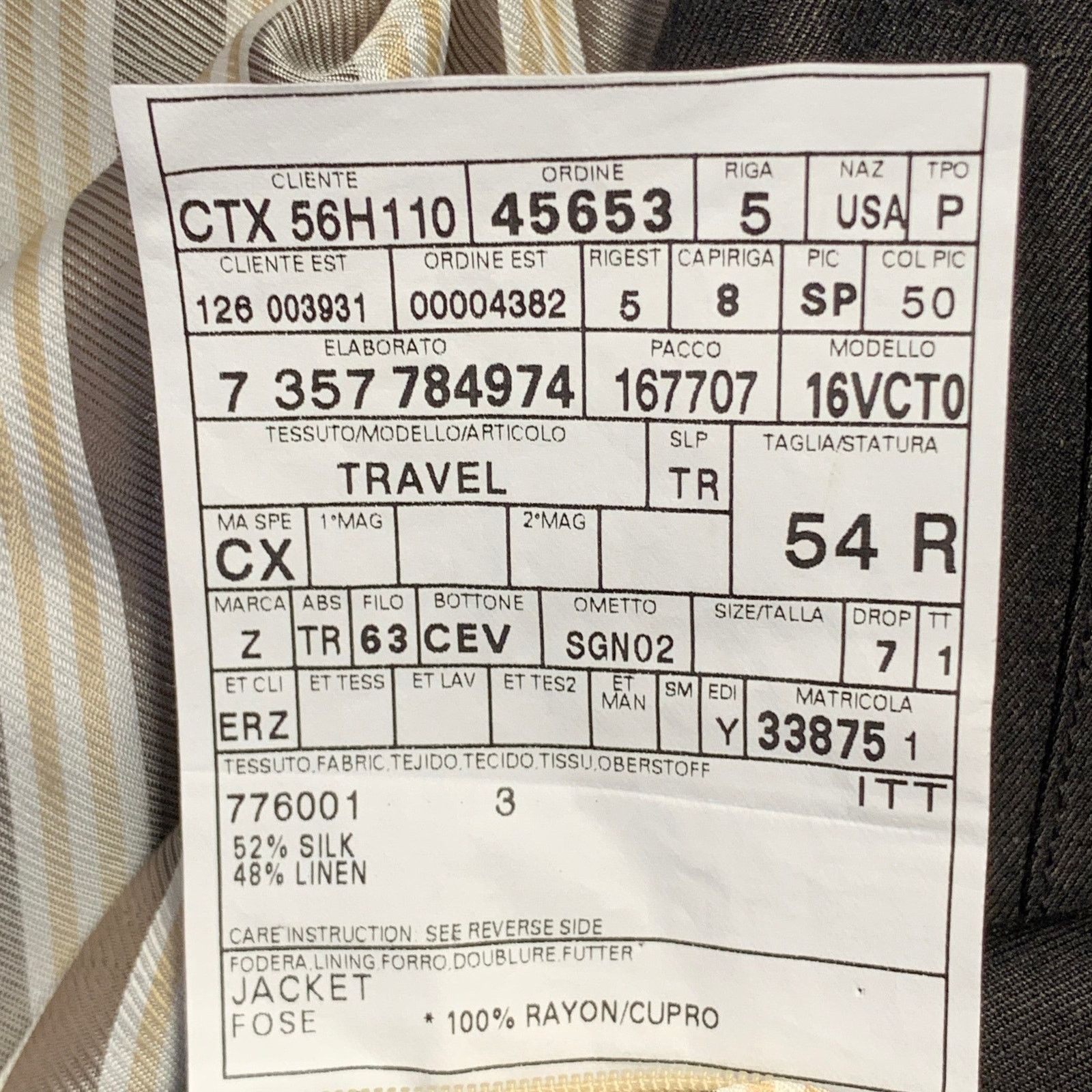 Ermenegildo Zegna ERMENEGILDO ZEGNA Regular Brown Silk Linen Twill Sport Coat Size 44R - 10 Thumbnail