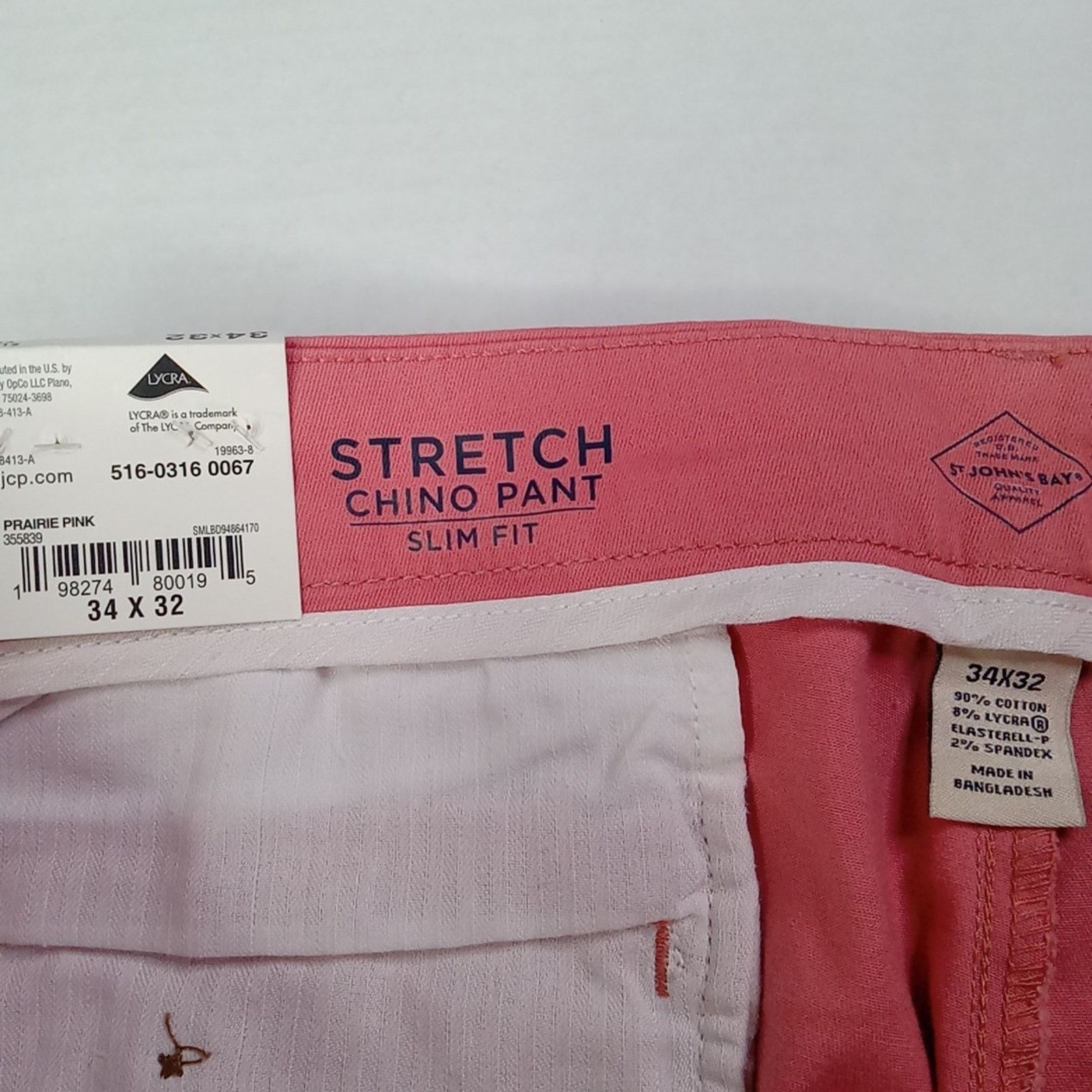 St. Johns Bay St John's Bay Stretch Chino Pants Men’s 34x32 Pink Slim NEW Size US 34 / EU 50 - 5 Thumbnail