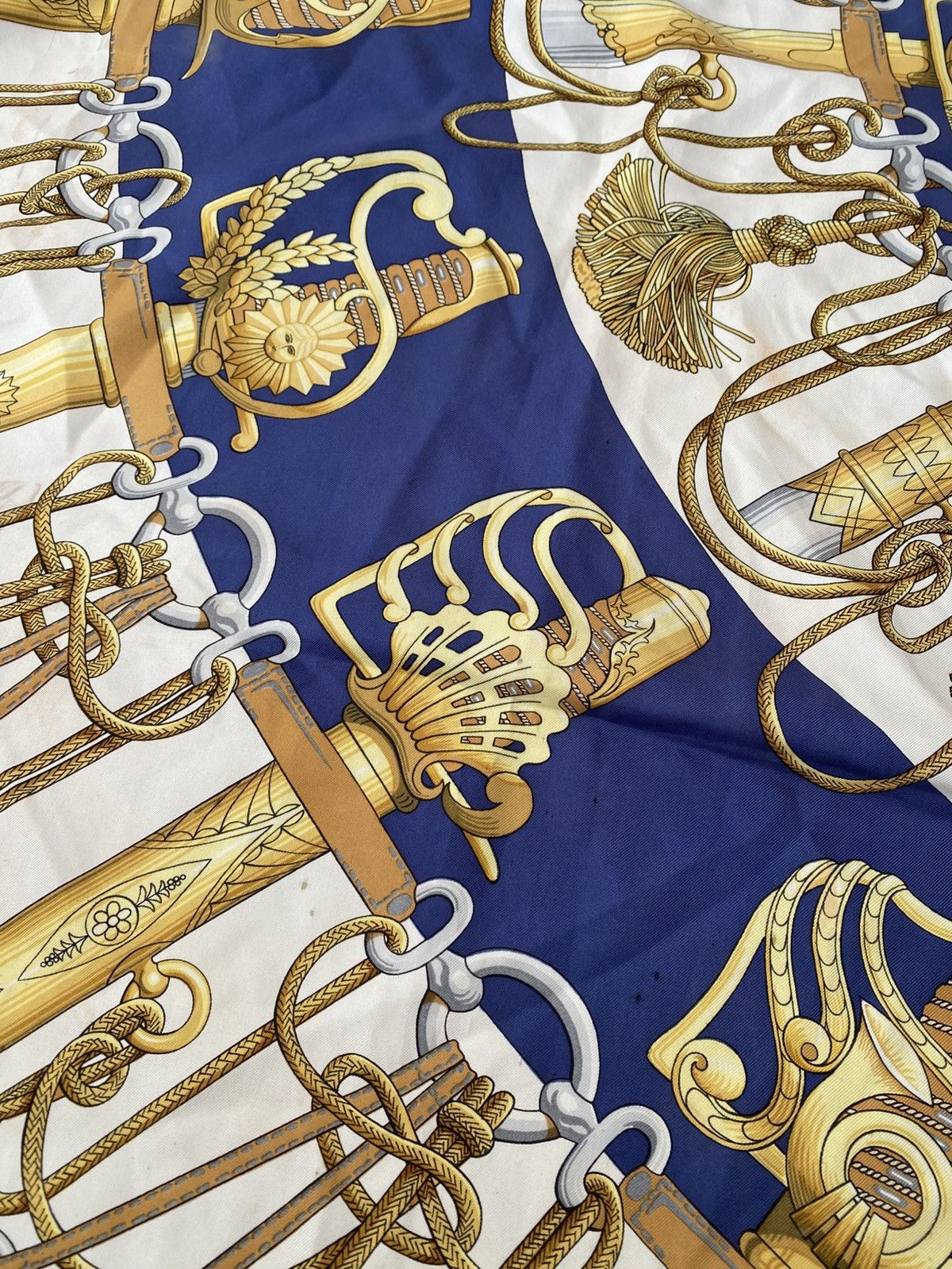 Hermes Vintage HERMES Carre 90 Cliquetis Scarf Blue Size ONE SIZE - 12 Thumbnail