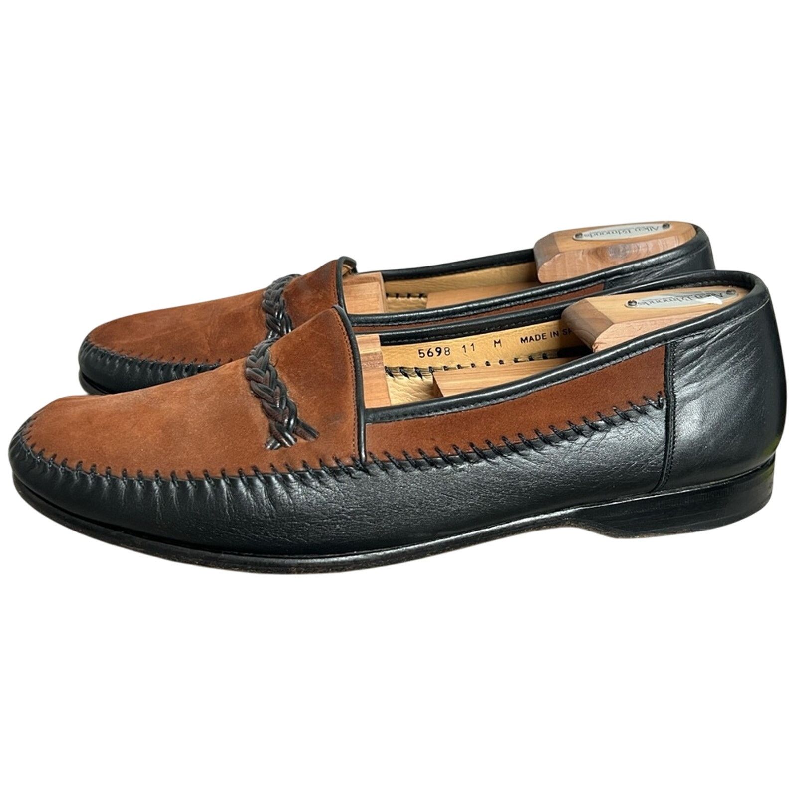 Magnanni Men's Magnanni Brown Black Two Tone Leather Loafers Shoes Size US 11 / EU 44 - 1 Thumbnail
