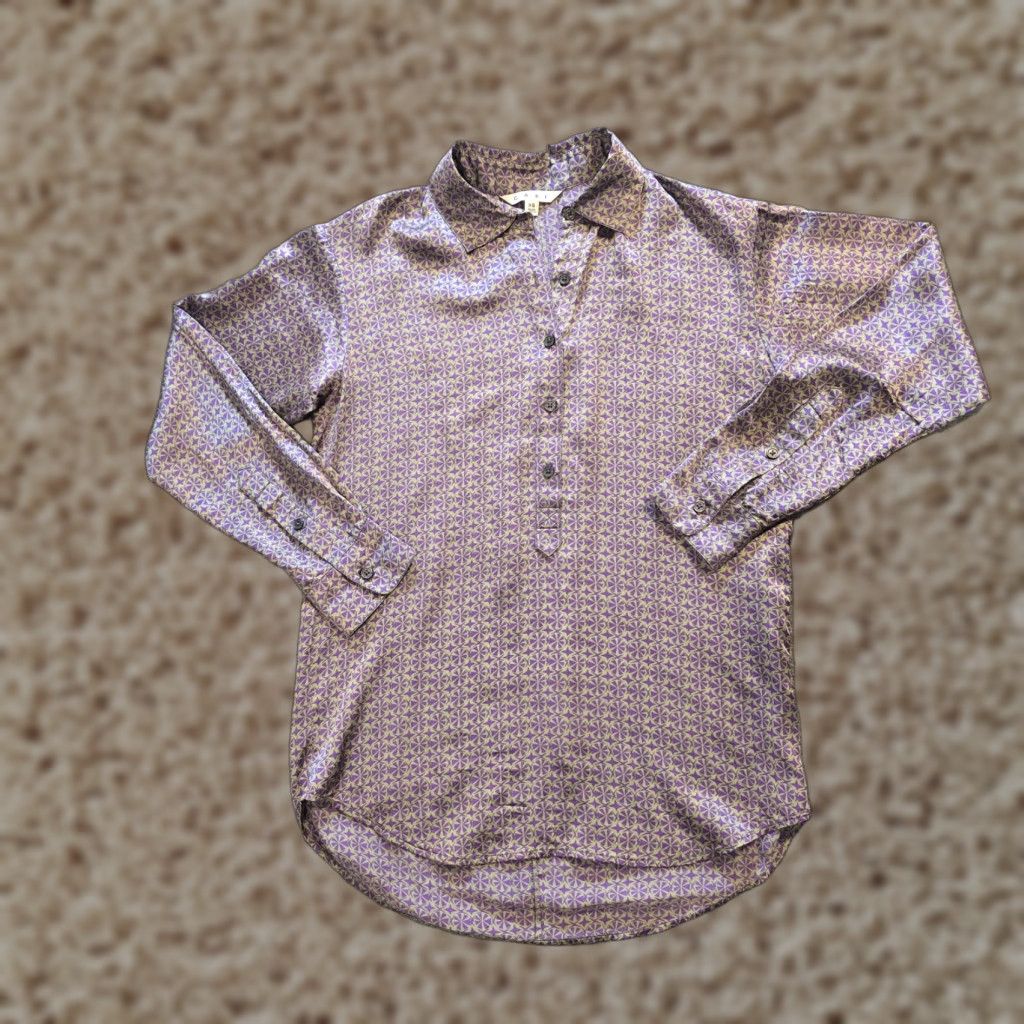 Vintage Cabi Top Blouse Silk Button Up Long Sleeve Purple Gray XS Womens Regular Size XS / US 0-2 / IT 36-38 - 1 Thumbnail