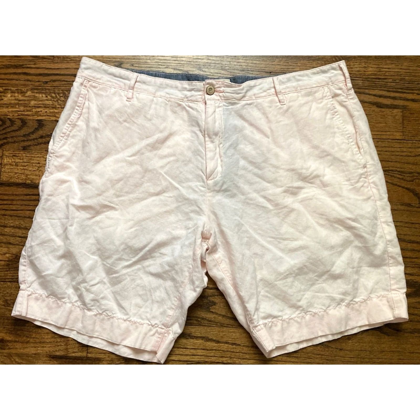 Faherty Faherty Chino Shorts Mens Size 36 Pink Linen Blend Beach Slash Pockets Size US 36 / EU 52 - 2 Thumbnail