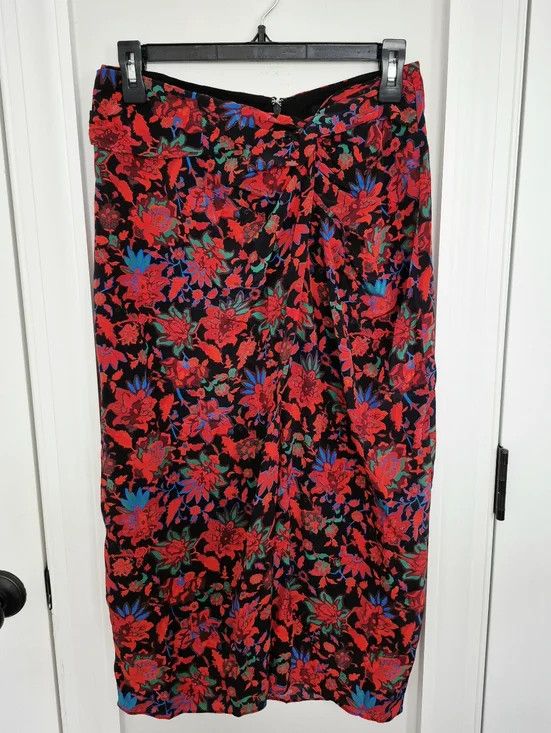 Rag & Bone Red Multi Amber Silk Floral Skirt Gift Party Spring Summer Size 26" / US 2 / IT 38 - 14 Thumbnail