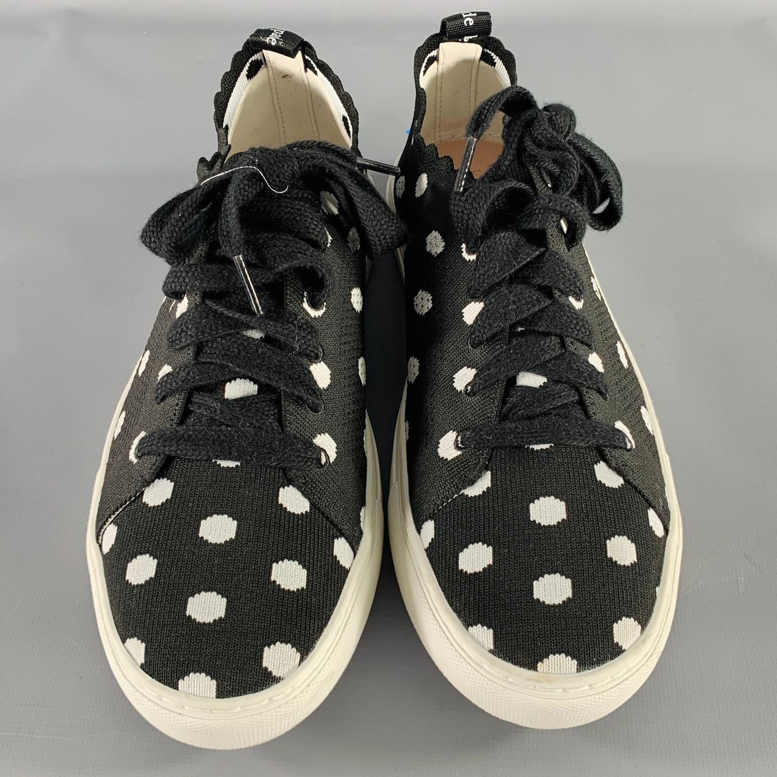 Kate Spade 9.5 Black White Nylon Polka Dot Scallop Trim Sneakers Size US 9.5 / IT 39.5 - 4 Thumbnail