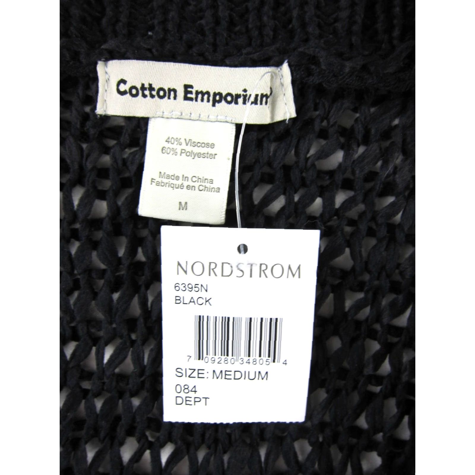 Nordstrom Cotton Emporium Cardigan Sweater Open-Knit Black Knit M Women’s Medium NWT Size M / US 6-8 / IT 42-44 - 2 Thumbnail