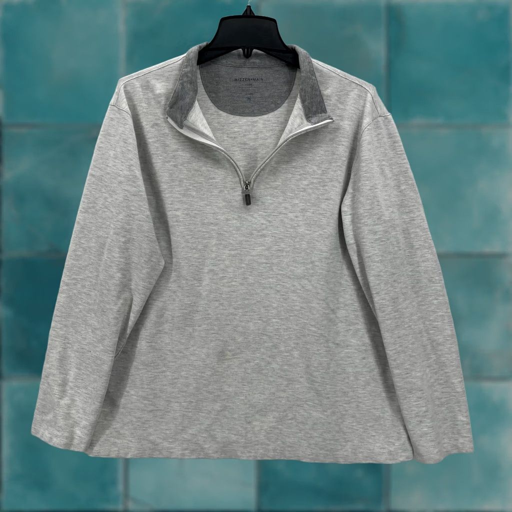 Mizzen+Main Mizzen+Main Gray Heather ProFlex Quarter Zip Sweatshirt Mens XL Performance Shirt Size US XL / EU 56 / 4 - 1 Thumbnail