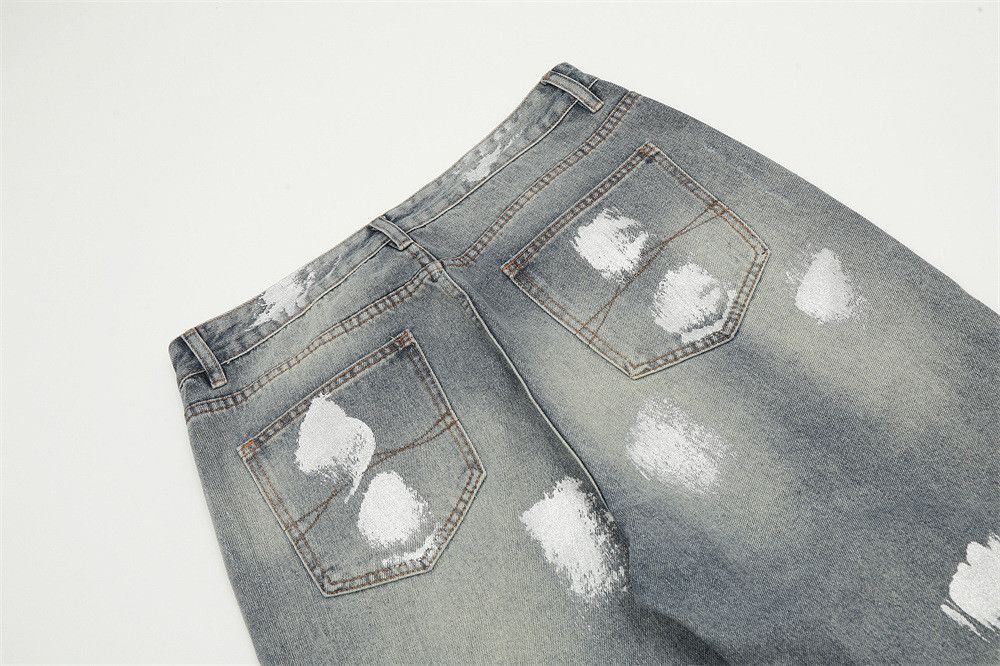 Japanese Brand Punk wash ink loose casual ripped jeans y2k Size US 32 / EU 48 - 5 Thumbnail
