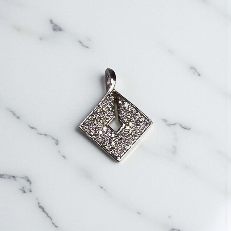 Other Square Shaped Silver Tone Cubic Zirconia Pendant Size ONE SIZE - 1 Thumbnail