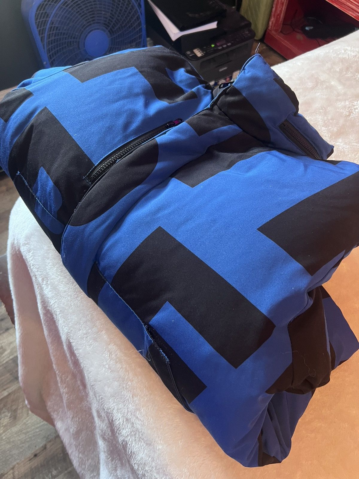 image of Fuck The Population Ftp Jumbo Puffer Jacket Blue in Royal Blue, Men's (Size Large)
