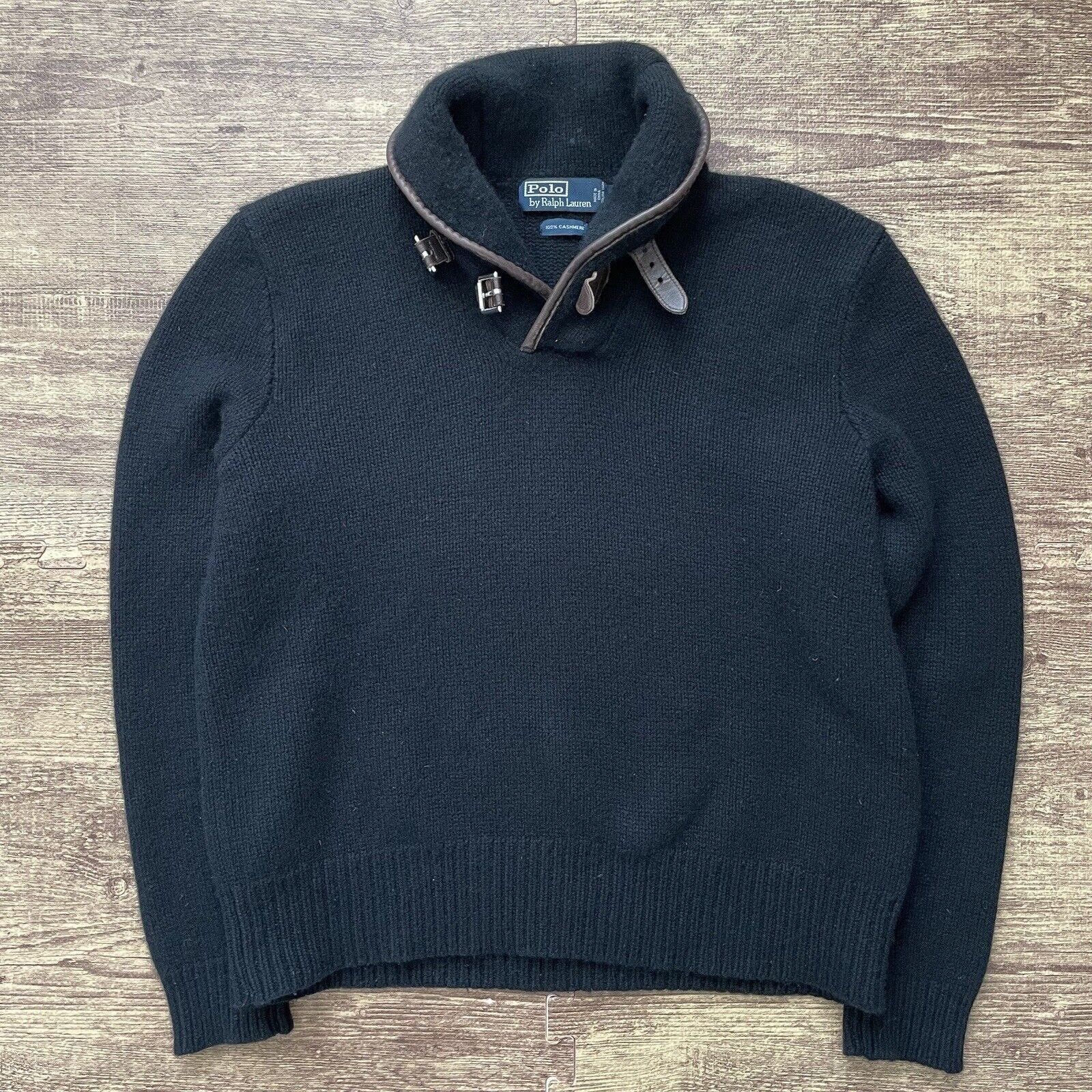 Vintage Polo Ralph Lauren Cashmere Sweater Buckle Shawl XL