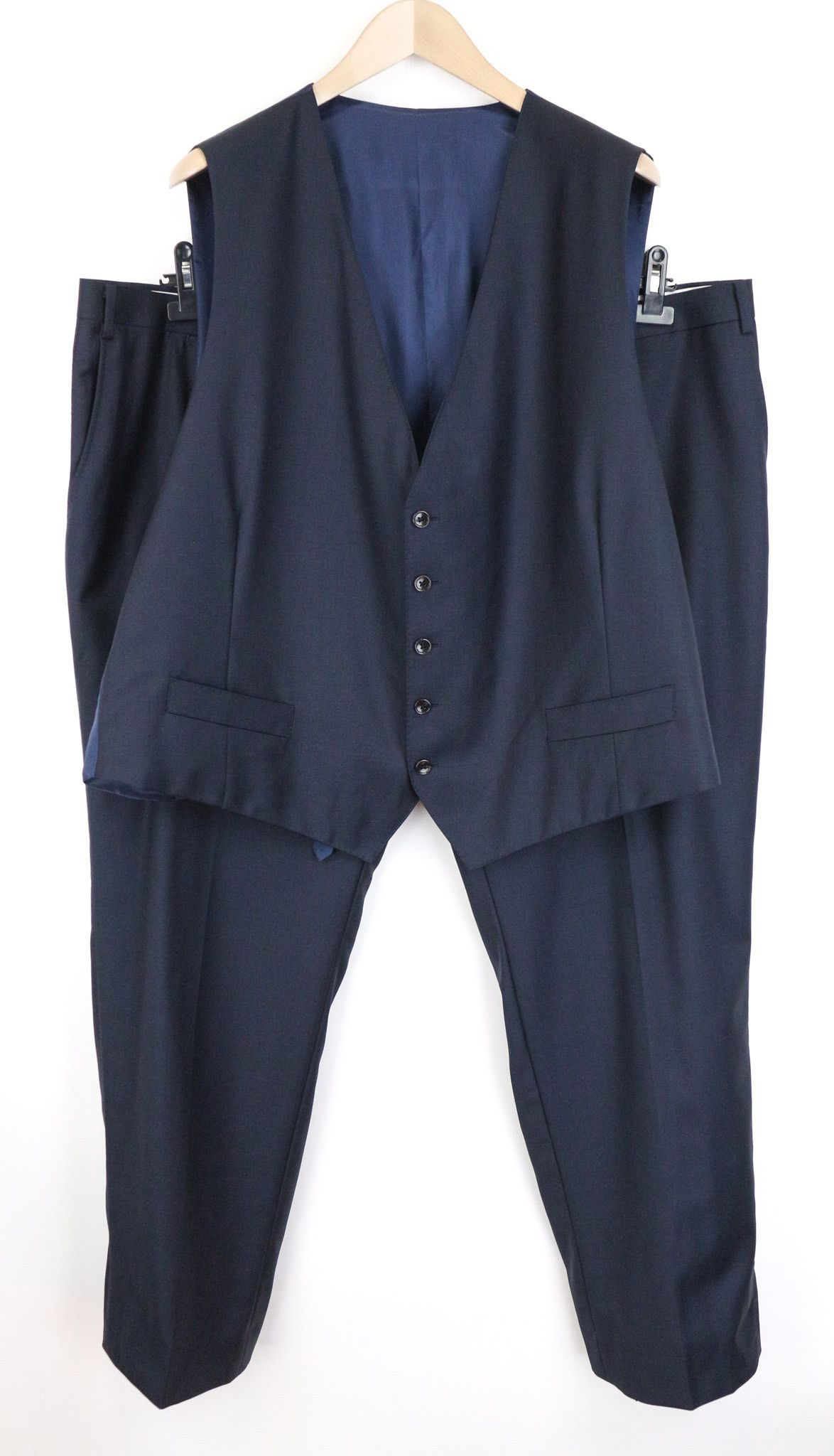 Suitsupply LAZIO UK58S Navy Slim Wool Melange Suit 75645 Size 54R - 1 Thumbnail