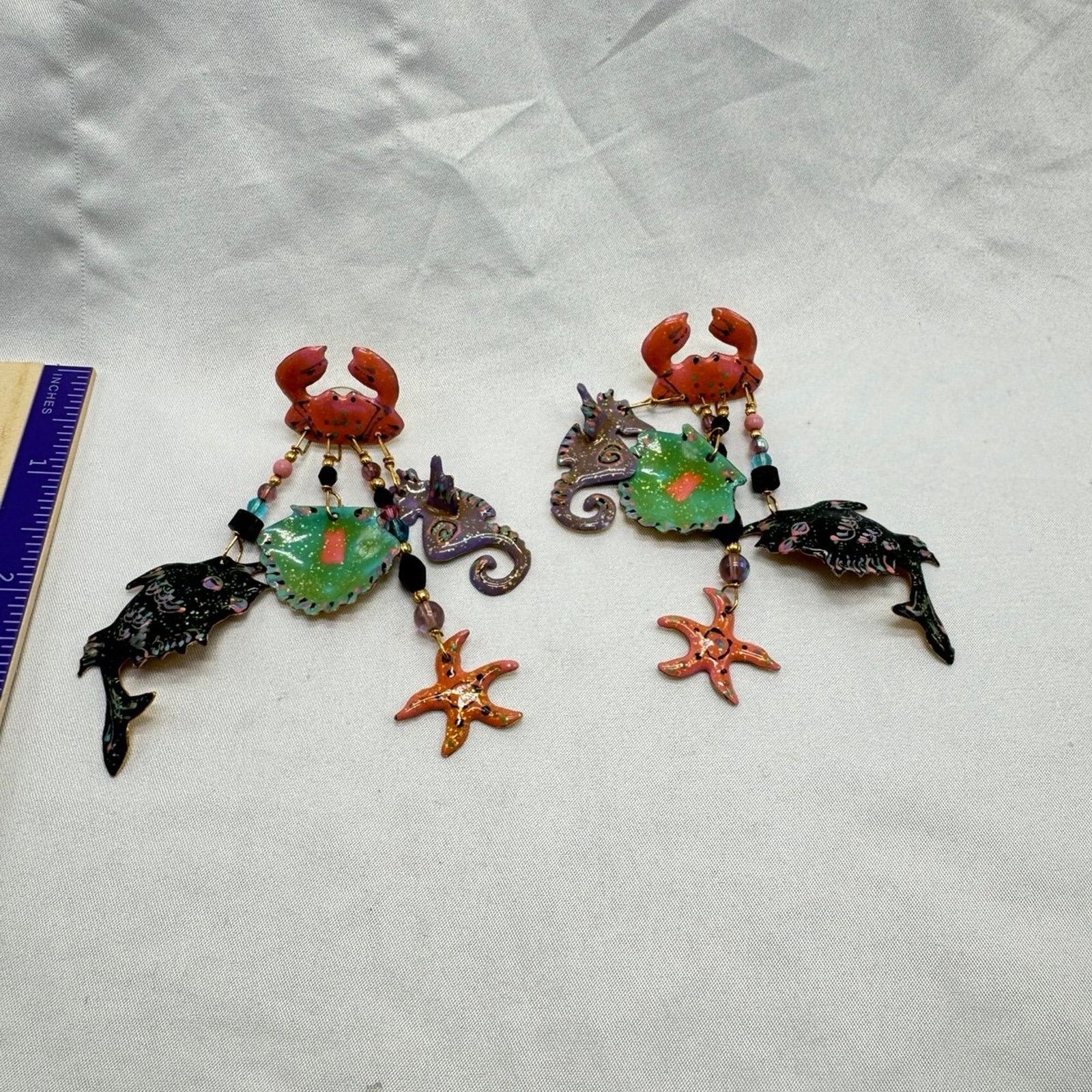 Other VTG! Rare! HTF! Lunch at the Ritz enamel earrings Size ONE SIZE - 2 Thumbnail