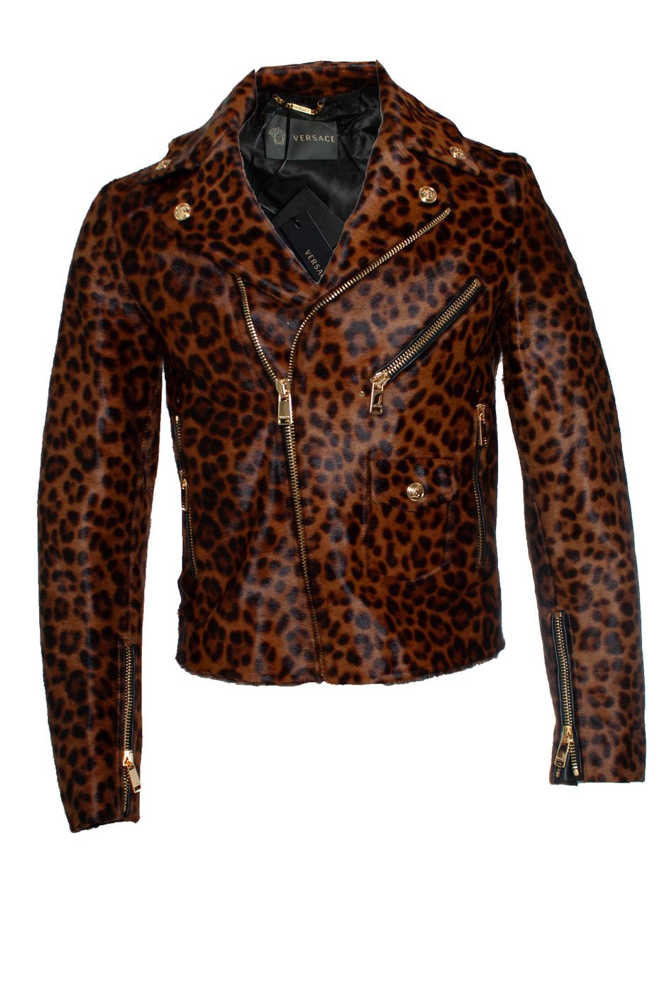 Versace Versace, Ponyskin leopard biker jacket FW24 Size US S / EU 44-46 / 1 - 1 Thumbnail