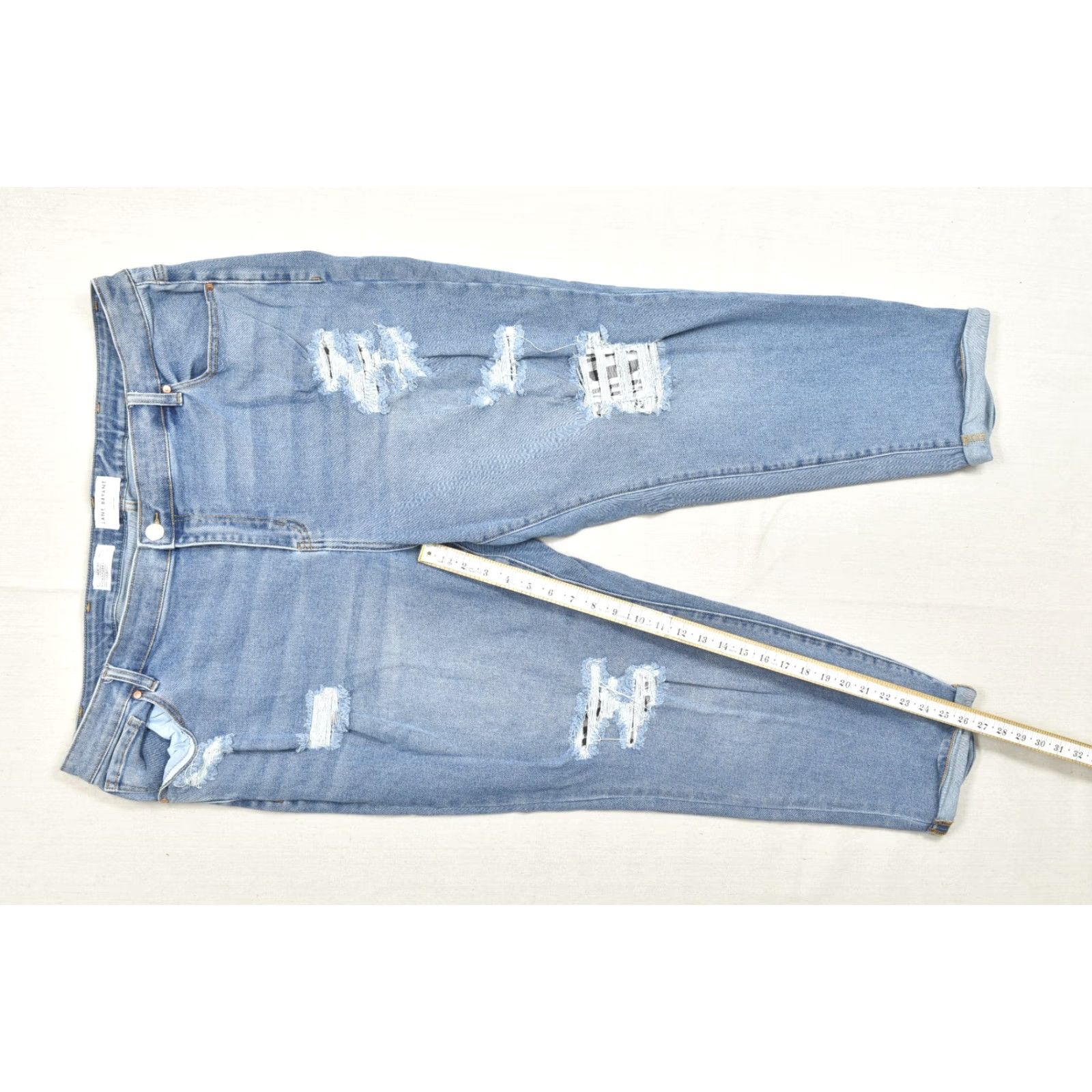 Vintage Lane Bryant Jeans Size 22 Signature Fit Mid-Rise Boyfriend Distressed Light Wash Denim Blue 5-Pocket Distressed Regular Plus Women Mens Size 40" / US 18 - 4 Thumbnail