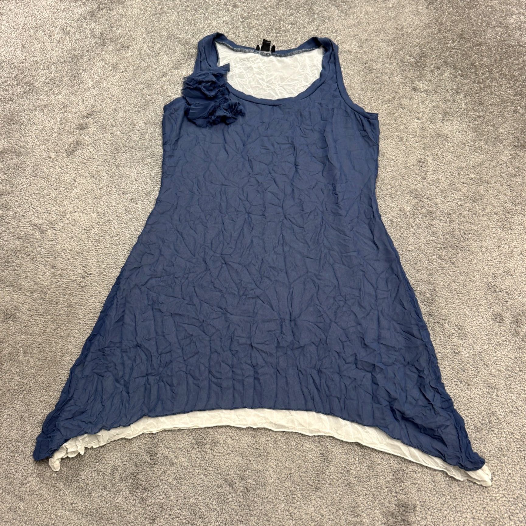 Vintage Ronen Chen Layered Tunic Tank Top Womens 4 Blue Asymmetrical Flower Chiffon Sleeveless Strappy Shoulder Wide Strap Tank Size S / US 4 / IT 40 - 2 Thumbnail