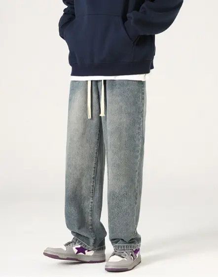 Japanese Brand × Jean Japanese retro washed distressed wide-leg jeans for men Size US 32 / EU 48 - 2 Thumbnail