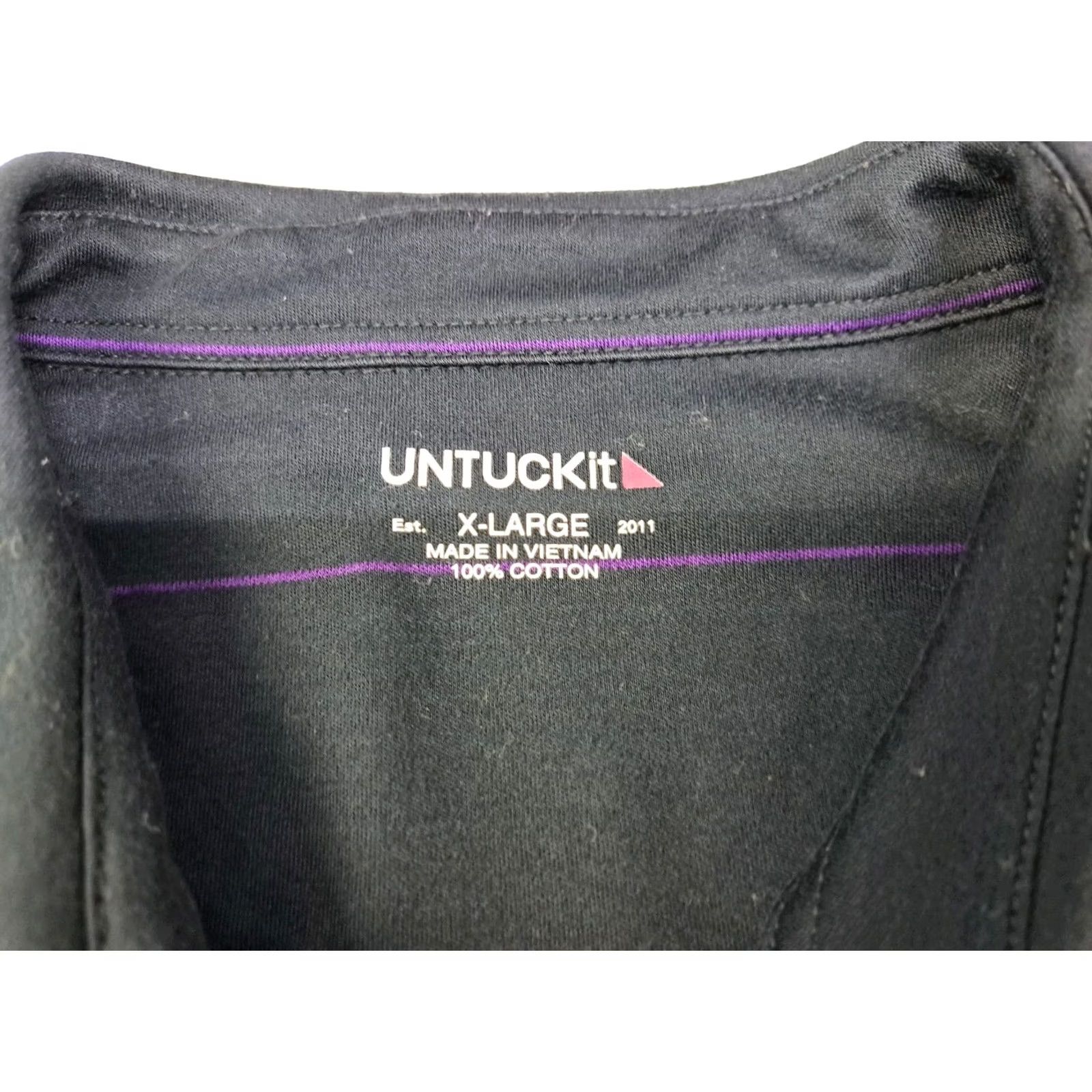 UNTUCKit UNTUCKit Mens Short Sleeve Polo Shirt Black Purple Stripes XL Cotton #6930 Polo Mens Regular Short Sleeve Striped City Classic Logo Pattern Striped Size US XL / EU 56 / 4 - 3 Thumbnail