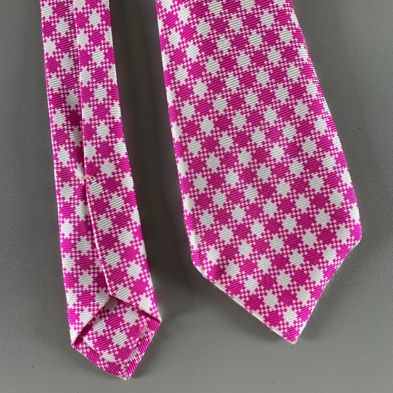 Kiton KITON Pink White Houndstooth Silk Tie Size ONE SIZE - 1 Thumbnail