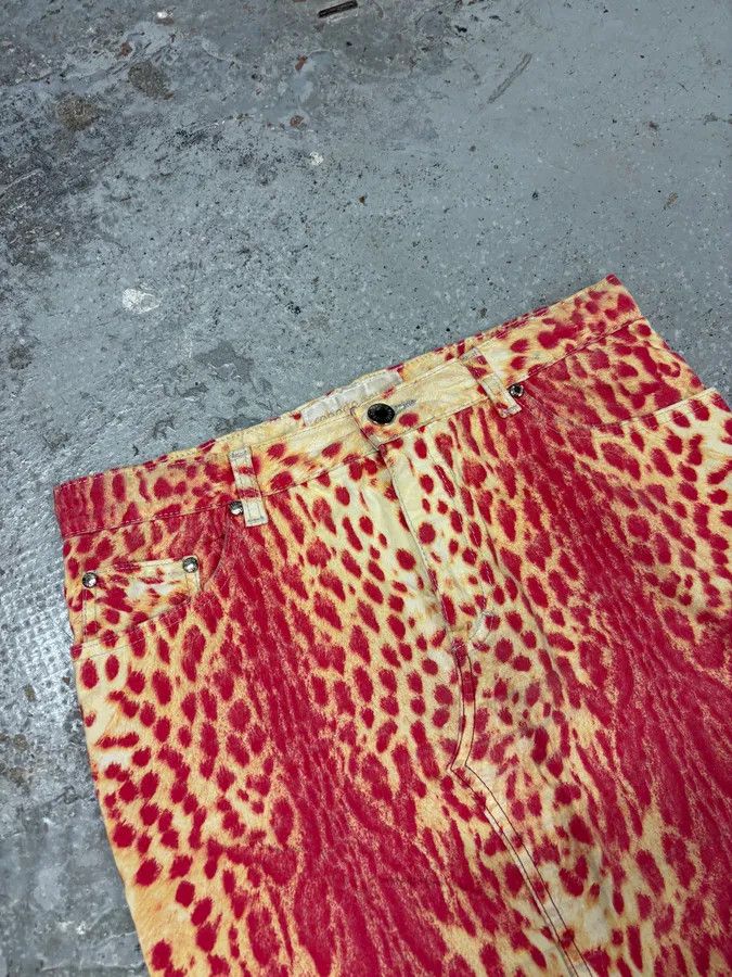 Designer × Roberto Cavalli × Vintage 2000s Roberto Cavalli Beige & Red Glamour Skirt Size 28" / US 6 / IT 42 - 3 Thumbnail