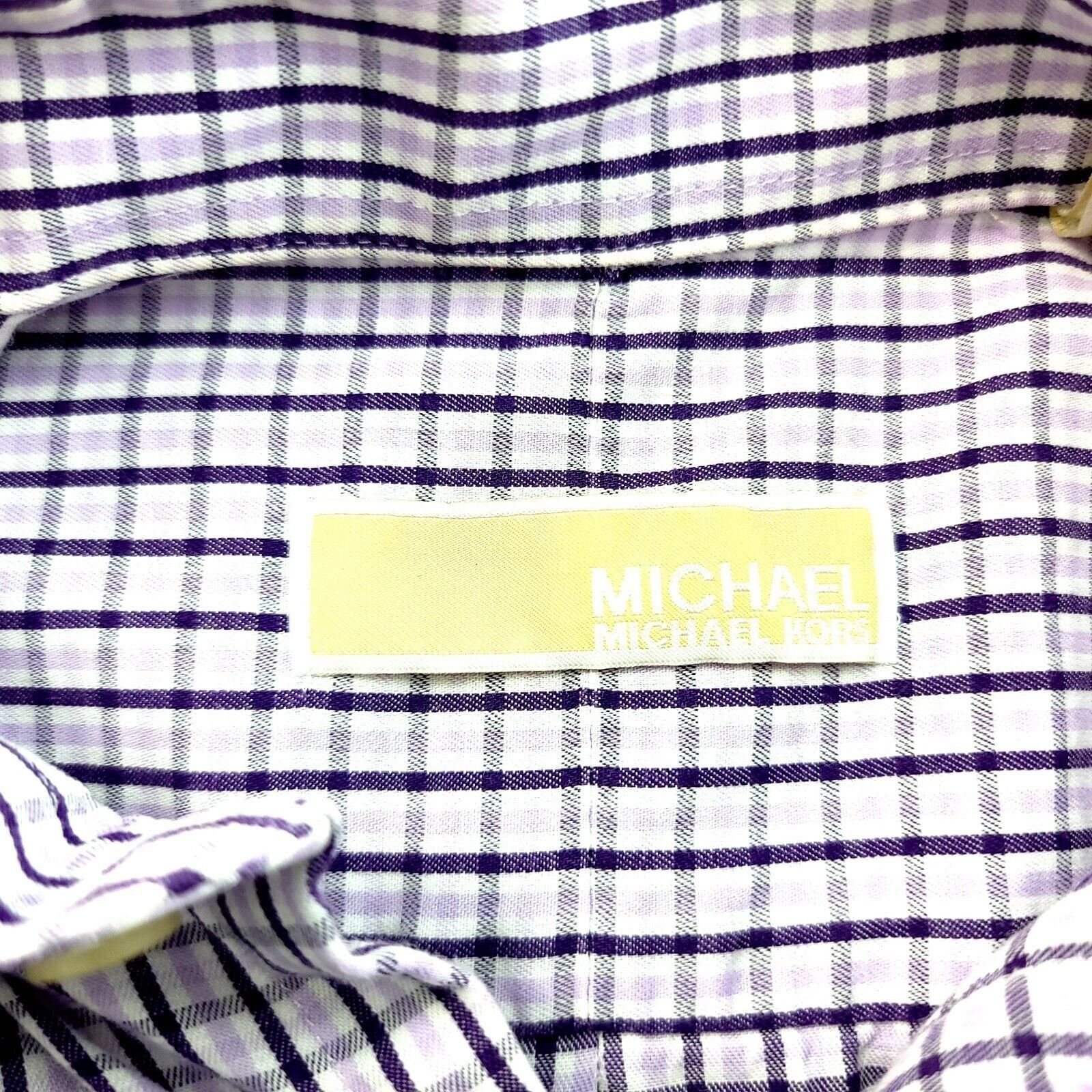 Michael Kors Michael Kors Purple Plaid 15.5 32/33 Button Down Shirt Long Size US M / EU 48-50 / 2 - 6 Thumbnail