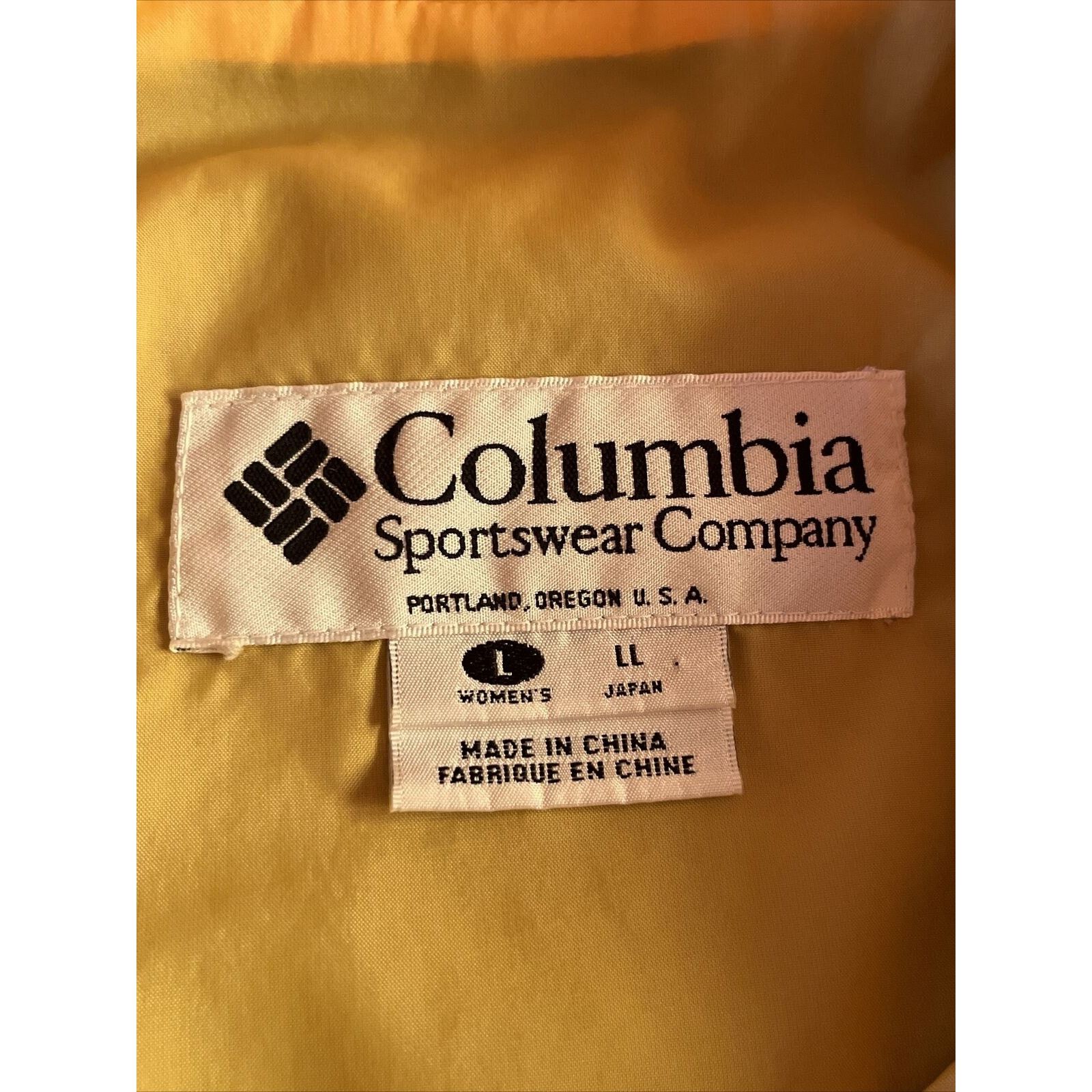 Columbia Columbia Womens L Yellow LS Polyester Nylon Hooded Rain Coat Size L / US 10 / IT 46 - 3 Thumbnail