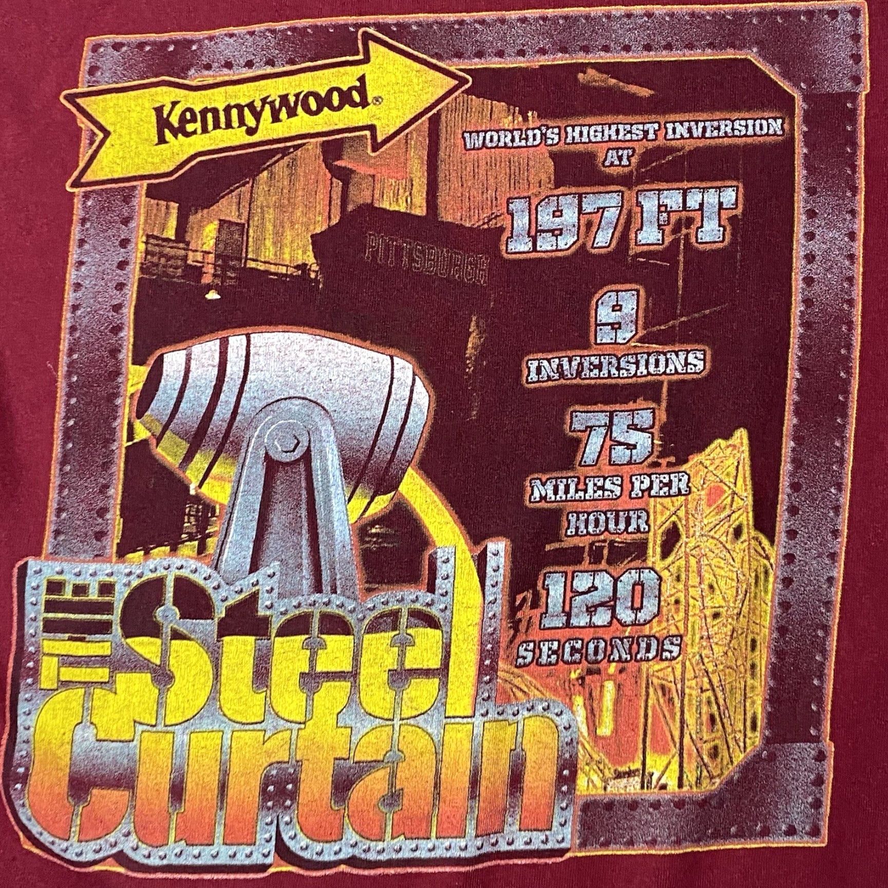 Vintage VTG Unbranded T-Shirt Pittsburgh Pa Kennywood Park Rollercoaster Shirt Adult S Red Mens Size US S / EU 44-46 / 1 - 5 Thumbnail